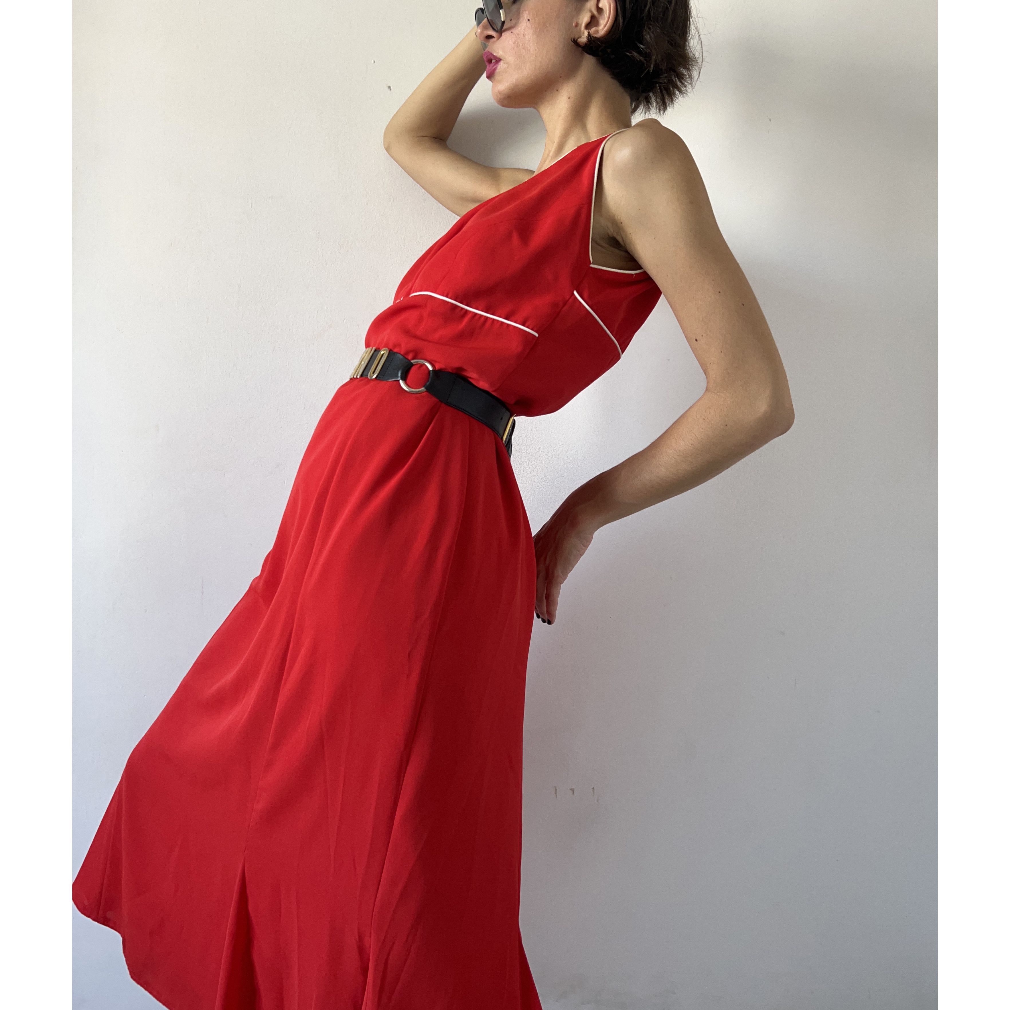 Vintage Vintage 70s red halter maxi dress with white trim Size XL / US 12-14 / IT 48-50 - 6 Thumbnail