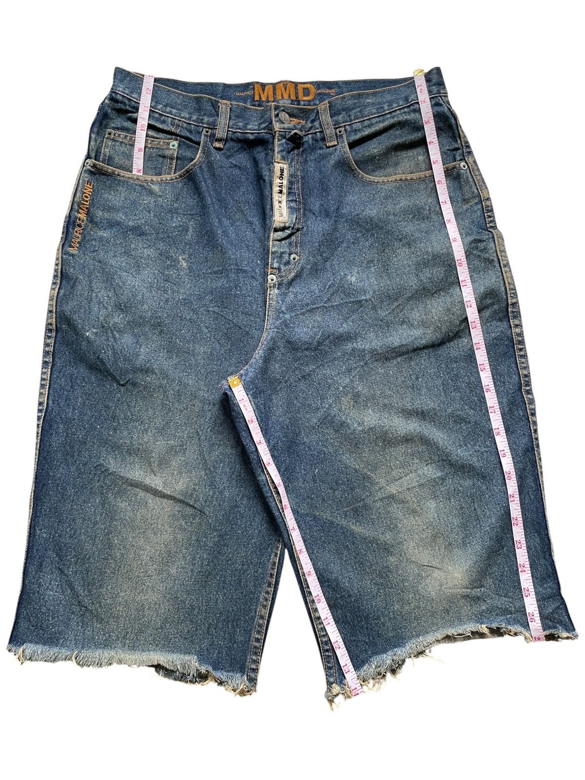 Japanese Brand Vintage Japanese Brand Mud Wash Distress Loose Jean Shorts Size US 34 / EU 50 - 15 Thumbnail