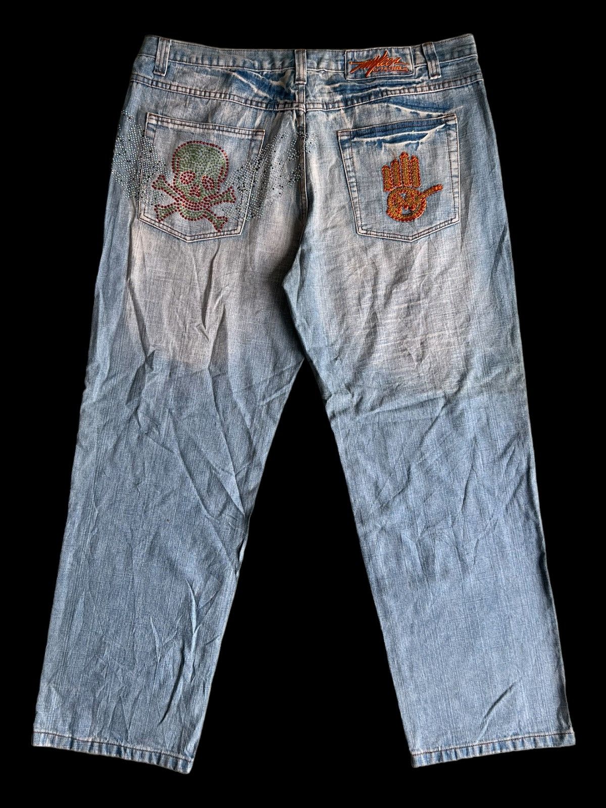 Ed Hardy Y2K Ed Hardy Style Skulls Swarovski Logo Pocket Baggy Jeans Size US 42 / EU 58 - 1 Thumbnail