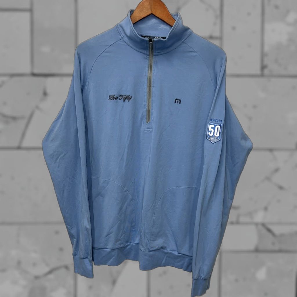 TravisMathew TRAVIS MATHEW Blue Half-Zip Pullover Mens Regular Size M Activewear Size US M / EU 48-50 / 2 - 1 Thumbnail