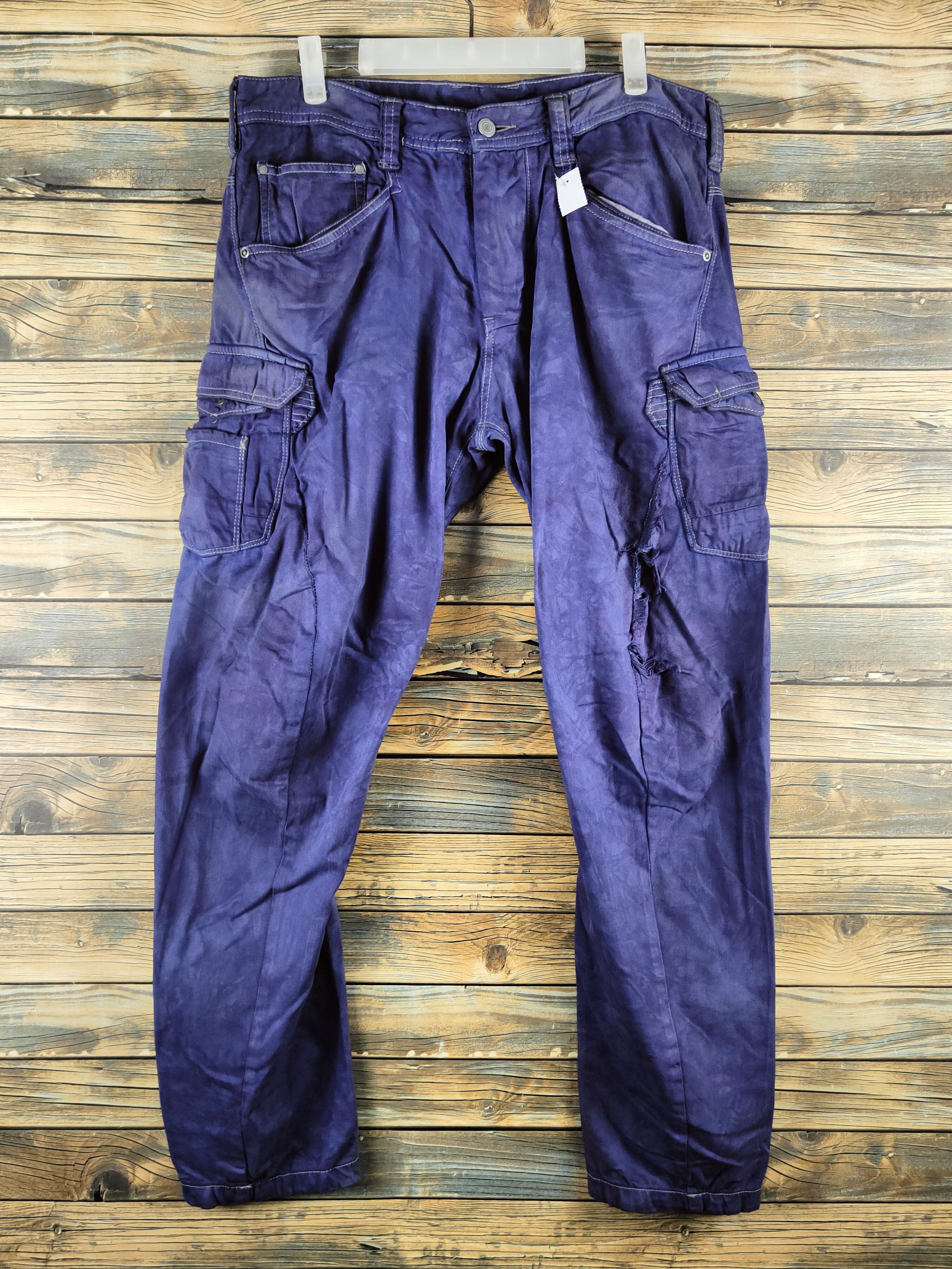 Japanese Brand DL Evenriver Purple Multipocket Cargo Pants #46-624 Size US 34 / EU 50 - 1 Thumbnail