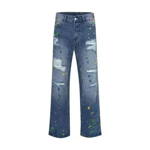 Jean paint flare damaged ripped jeans Size US 28 / EU 44 - 1 Thumbnail