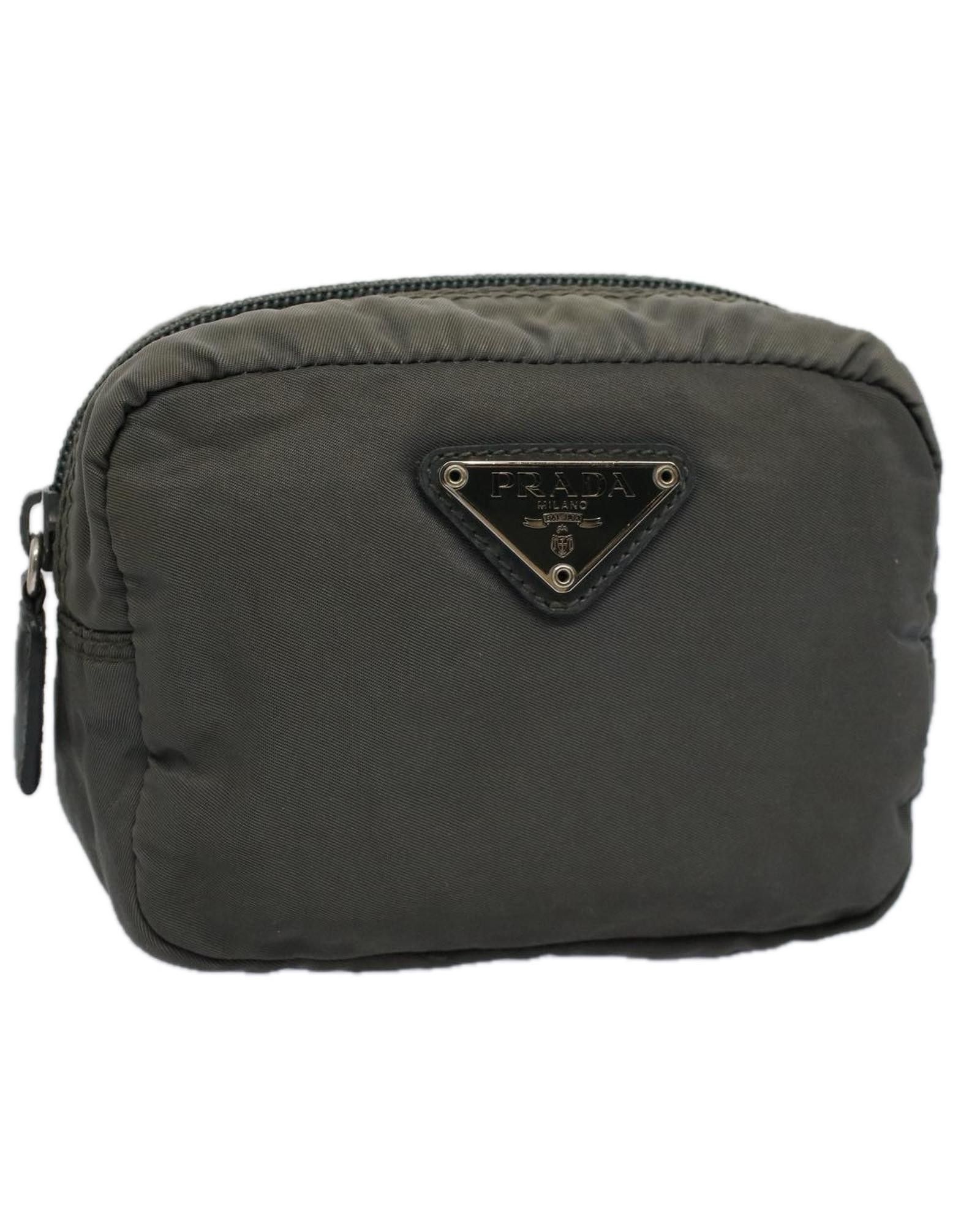 image of Prada Iconic Grey Synthetic Clutch, Women's