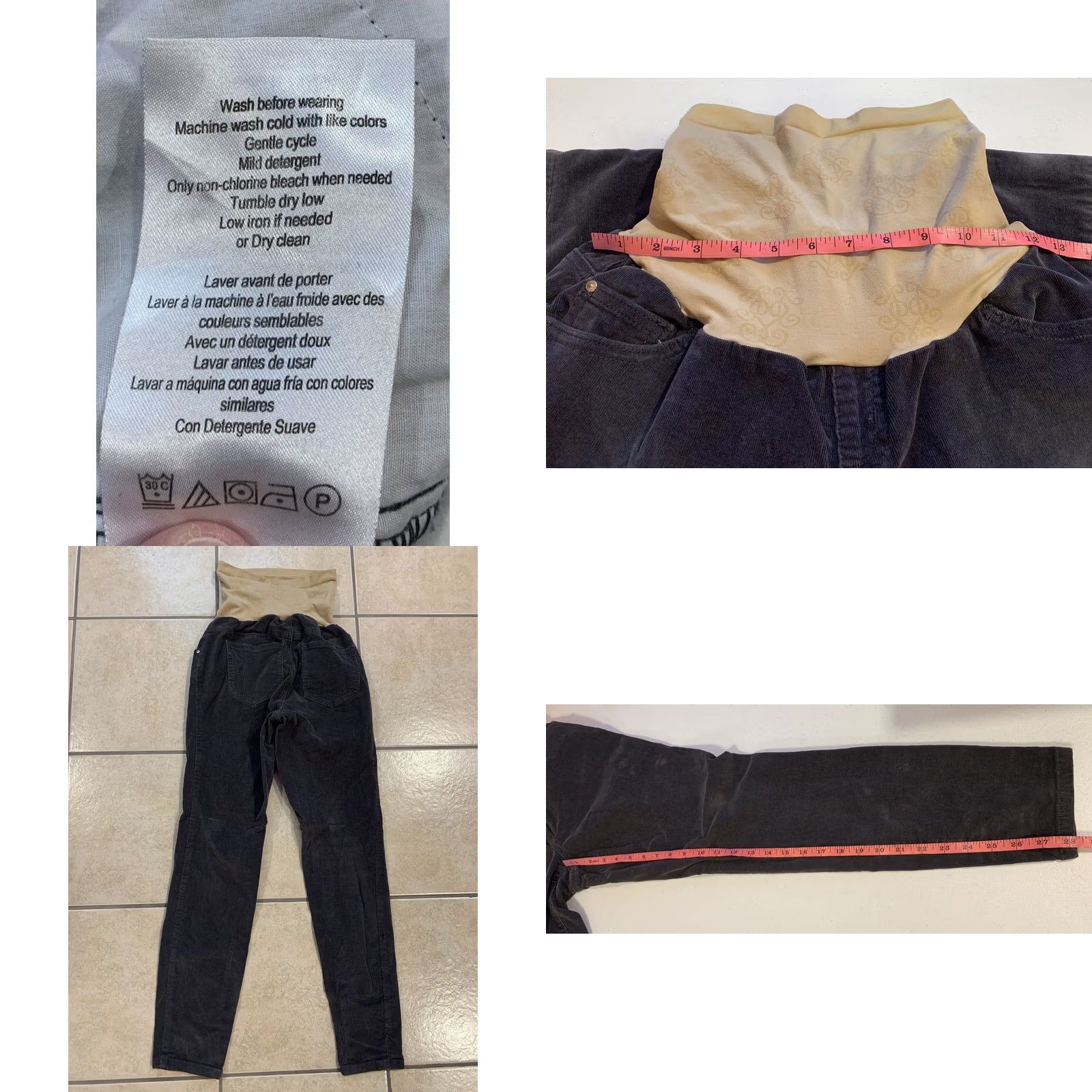 Jessica Simpson VINTAGE Jessica Simpson Maternity Corduroy Pants Gray Women’s S 25x28 Slimming Pockets Embroidered Logo Cotton Spandex Fall Winter Slimming Size 28" / US 6 / IT 42 - 8 Thumbnail