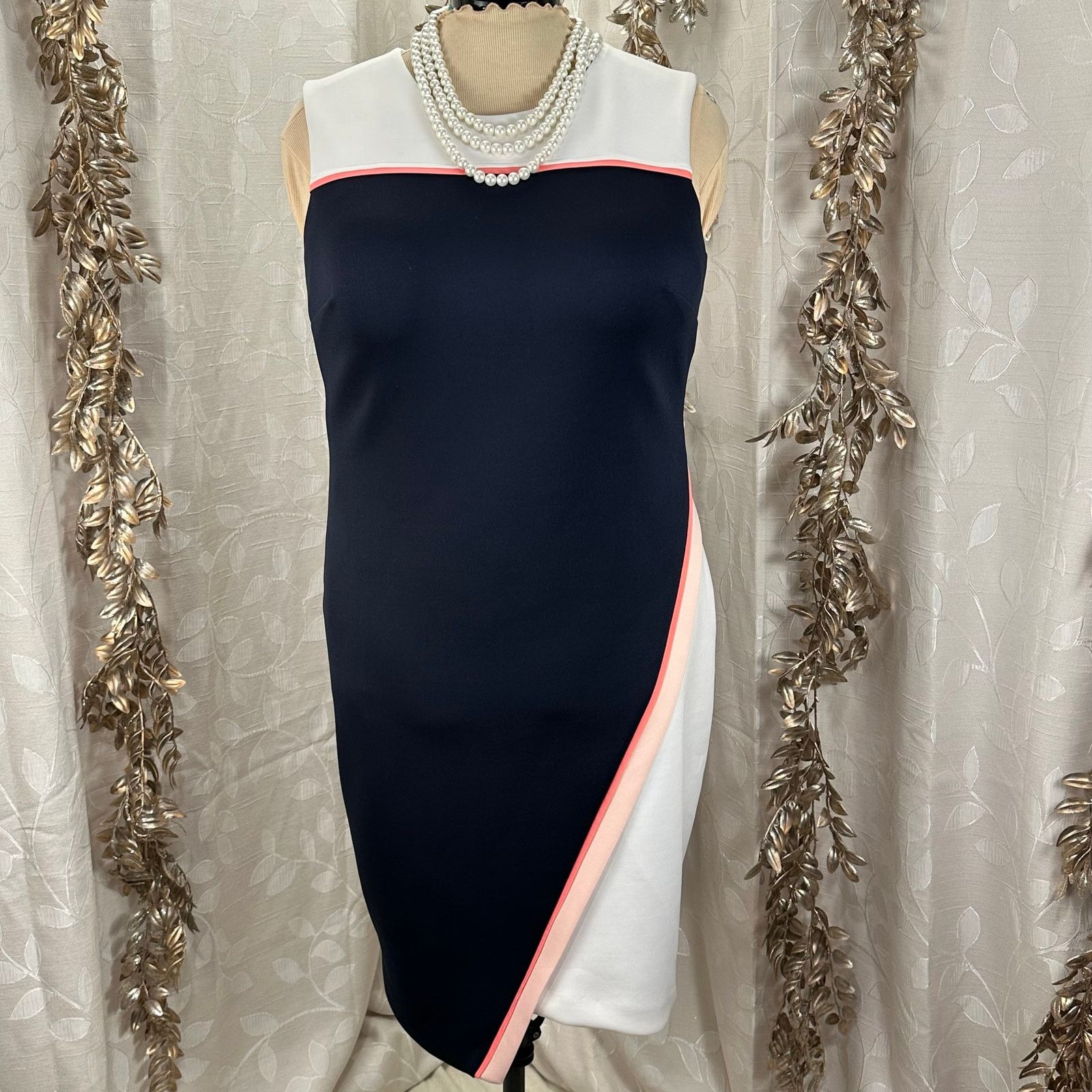 Tommy Hilfiger Tommy Hilfiger Navy White Coral Sheath Dress Size 14 Size XL / US 12-14 / IT 48-50 - 1 Thumbnail