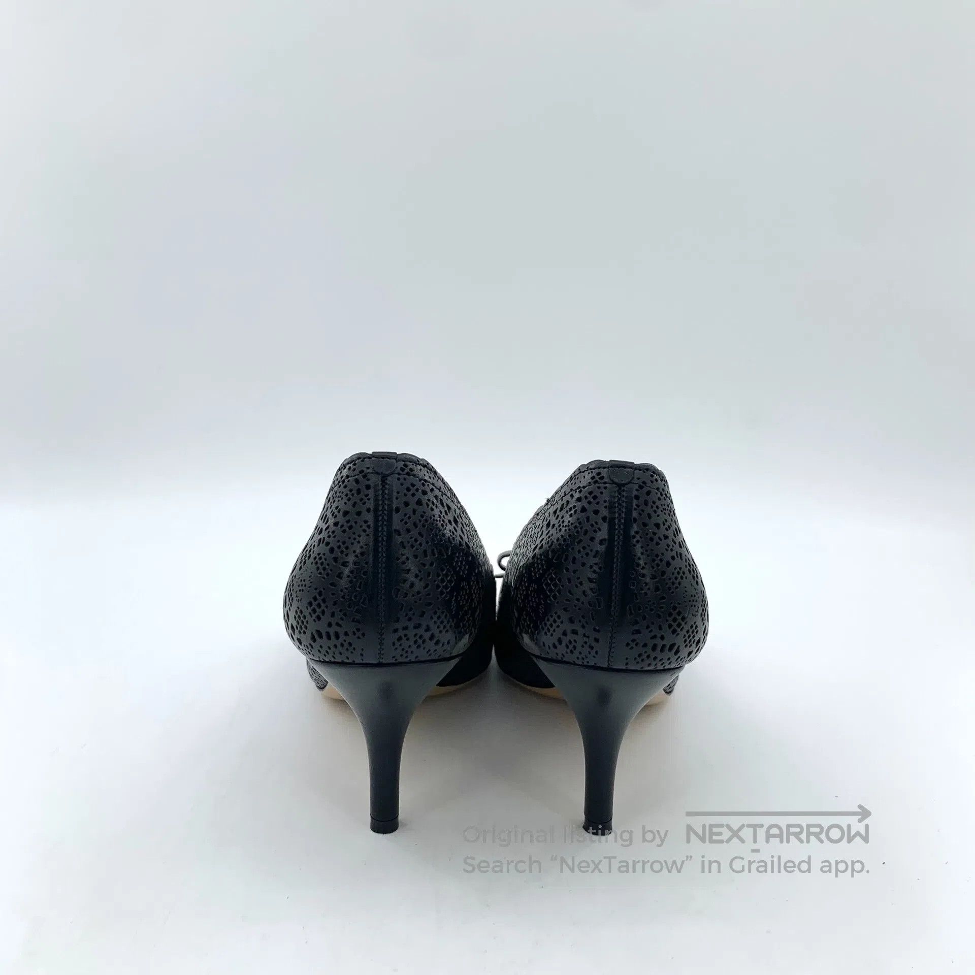 Salvatore Ferragamo Salvatore Ferragamo Black Bow Tie Round Toe Hollow High He Size US 6 / IT 36 - 4 Thumbnail