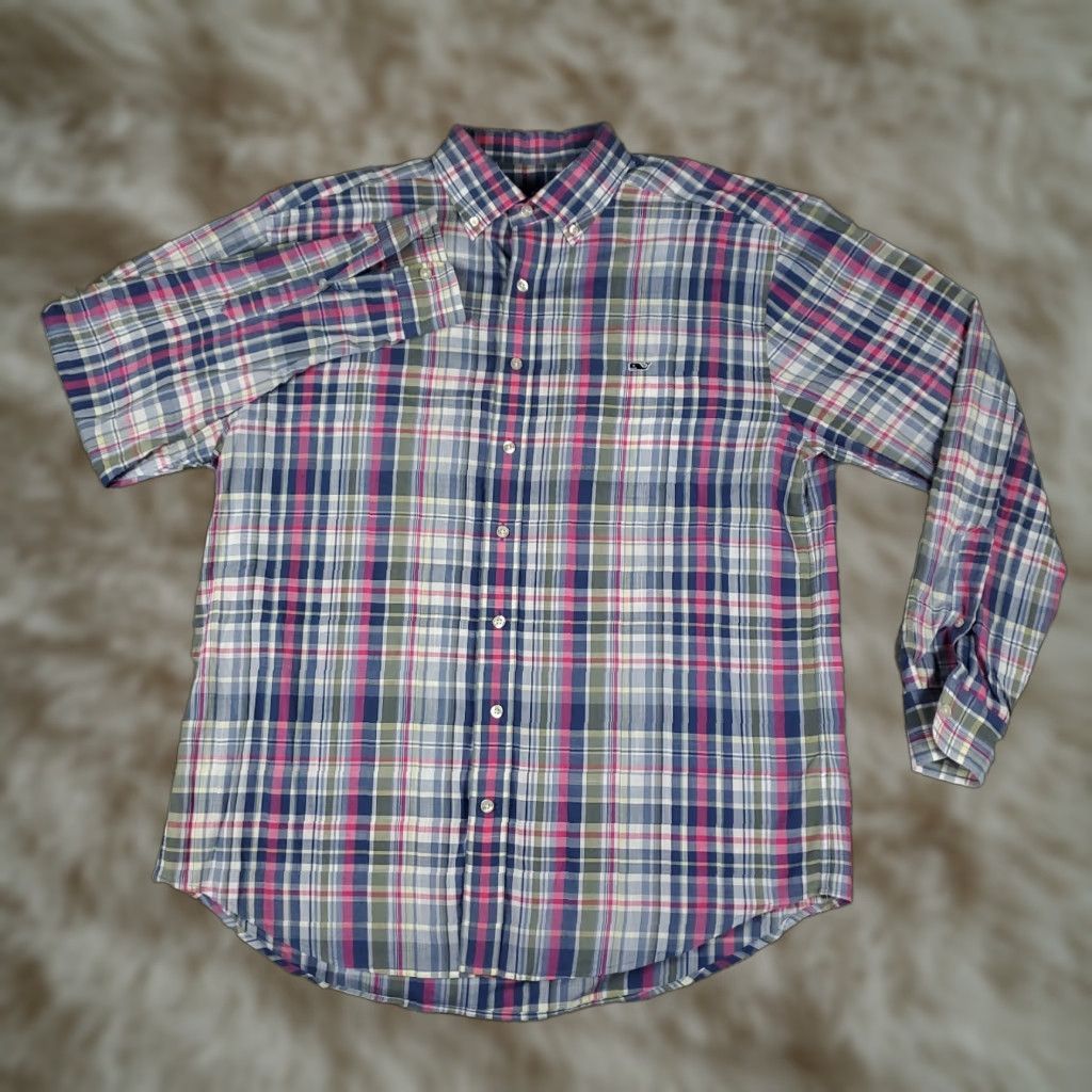 Vineyard Vines Vineyard Vines Shirt Mens Large Blue Pink Plaid Button Up Long Sleeve Size US L / EU 52-54 / 3 - 1 Thumbnail