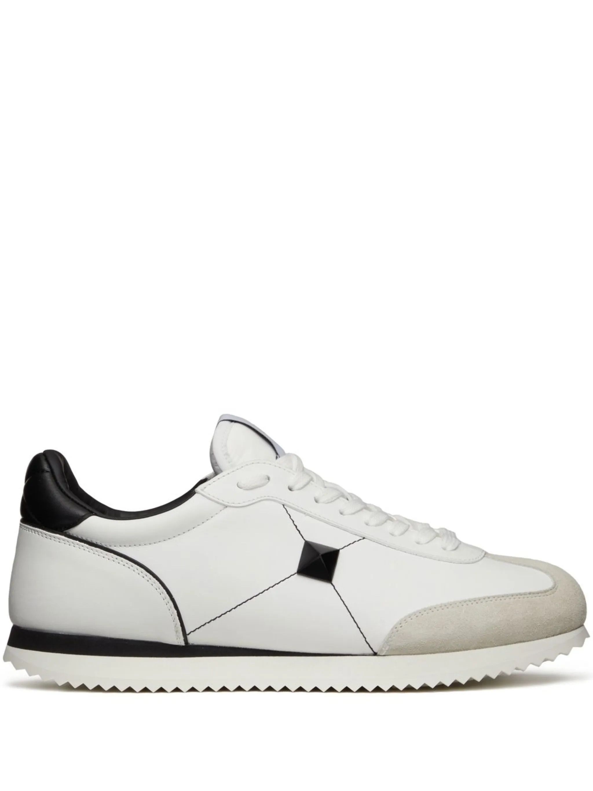 Valentino o1y0525 Leather Low-Top Sneakers in White/Black Size US 7 / EU 40 - 1 Thumbnail