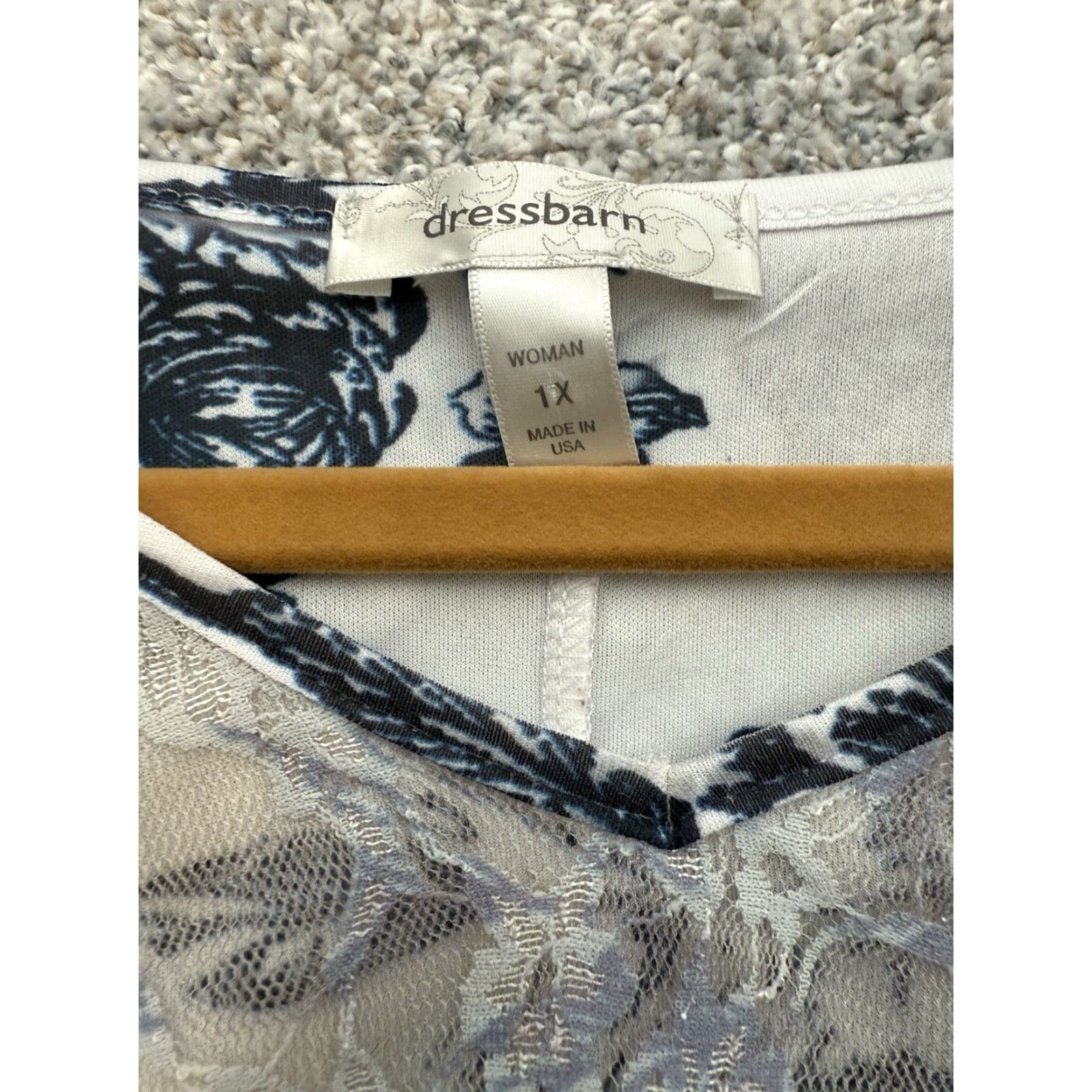 Vintage VINTAGE Dressbarn Blouse 1X Plus Women Sheer Lace Overlay Floral Fairycore Whimsigoth Blue Nylon Polyester Spandex Lace Size XL / US 12-14 / IT 48-50 - 2 Thumbnail