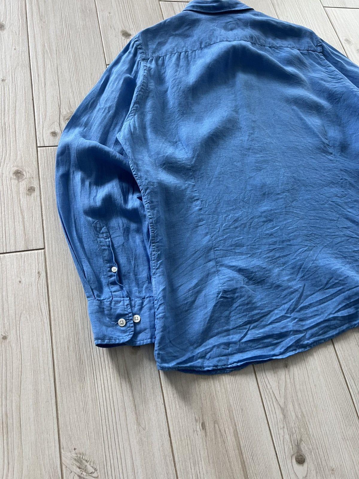 Hackett Hackett Logo-Embroidered Linen Shirt Blue XL Size US XL / EU 56 / 4 - 20 Thumbnail
