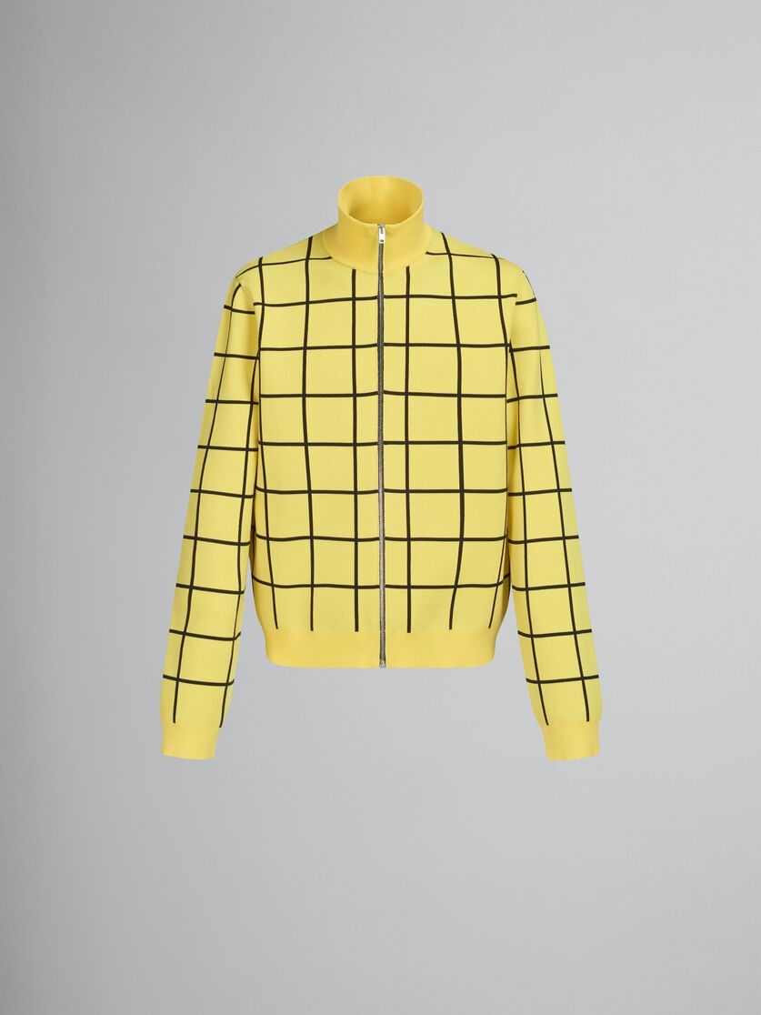 Marni o1w1db10125 Checked Viscose High Neck Cardigan in Yellow Size US M / EU 48-50 / 2 - 1 Thumbnail