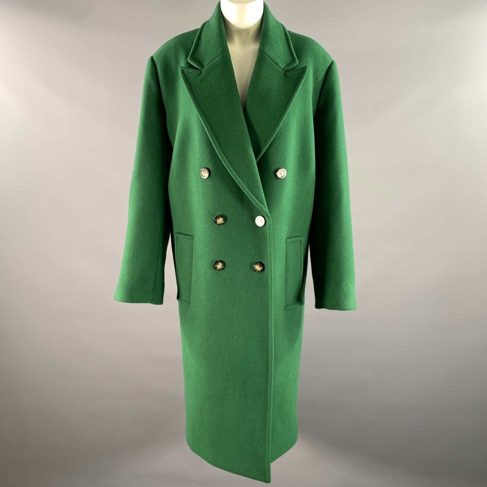 Michael Kors MICHAEL by MICHAEL KORS XS Green Wool Blend Peak Lapel Coat Size XS / US 0-2 / IT 36-38 - 1 Thumbnail