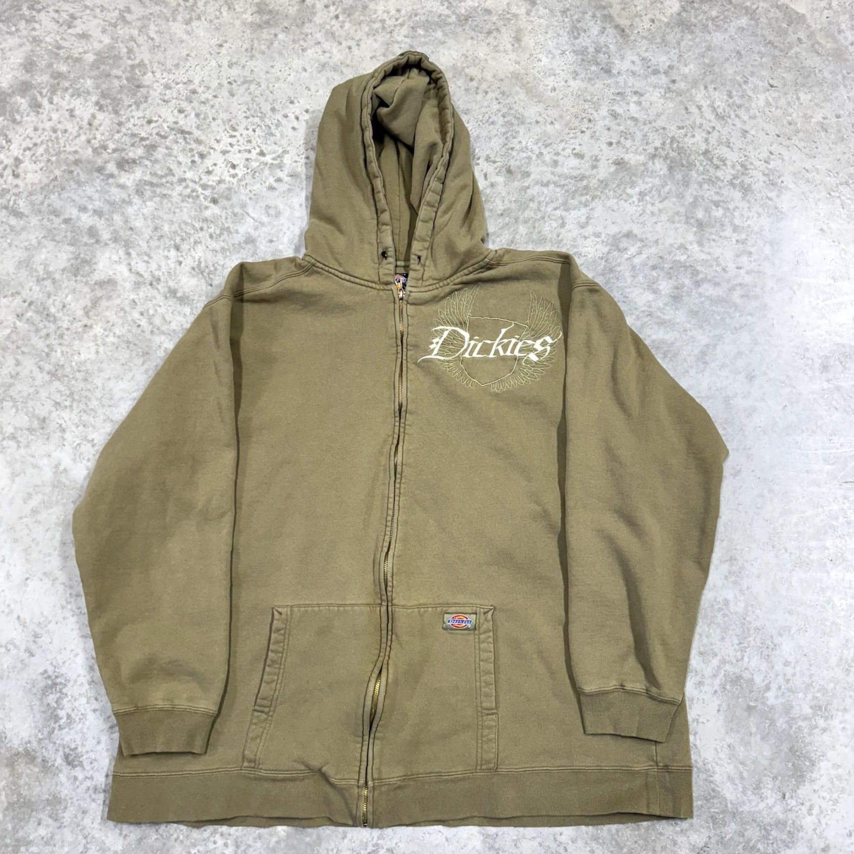 Dickies Dickies Hoodie Mens 2XL Full Zip Green Graphic Print Hooded Pockets Fleece Cotton Polyester Vintage No Size US XXL / EU 58 / 5 - 3 Thumbnail