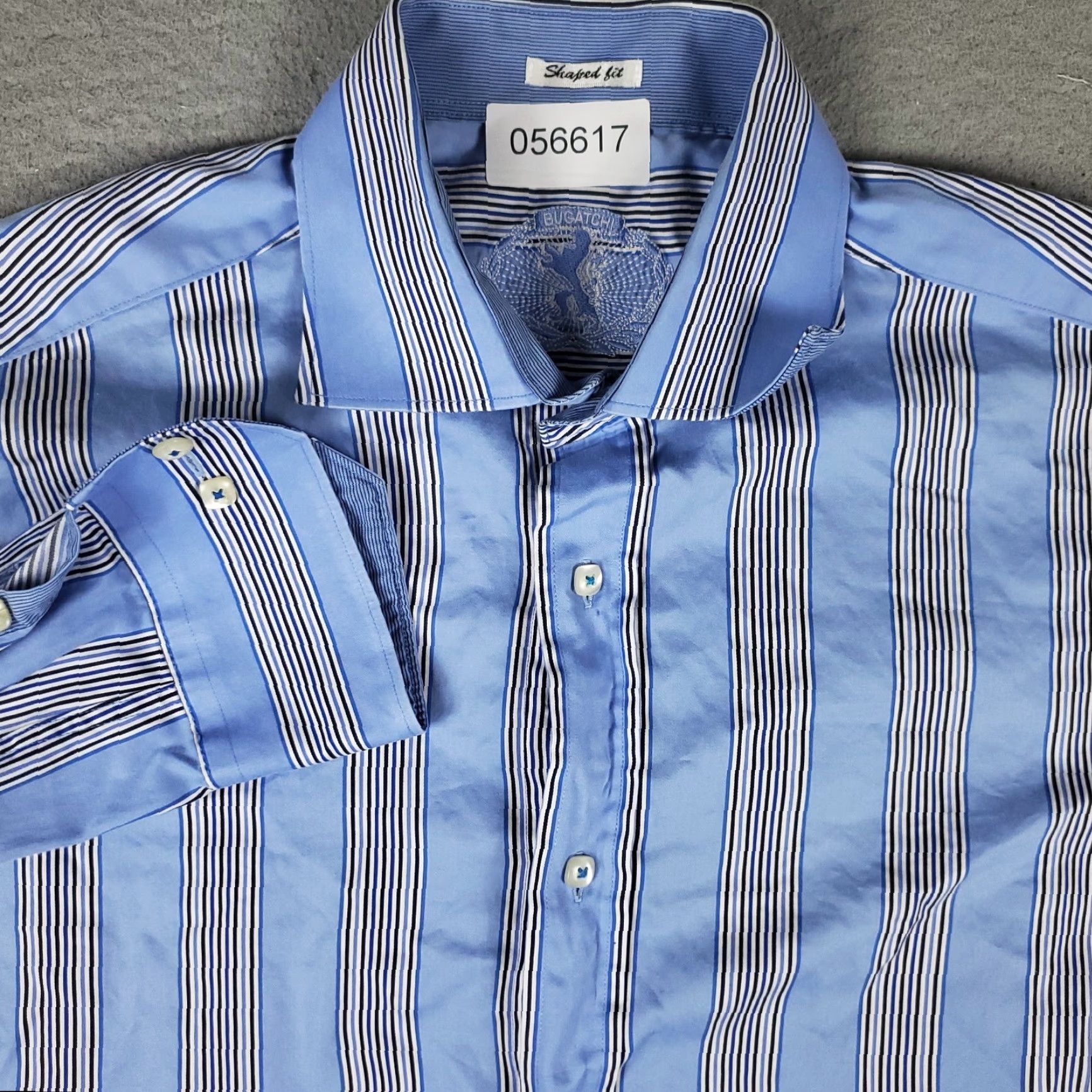 BUGATCHI VINTAGE Bugatchi Uomo Men’s Button-Up Shirt Small Blue Striped Classic Casual Formal Size US S / EU 44-46 / 1 - 2 Thumbnail