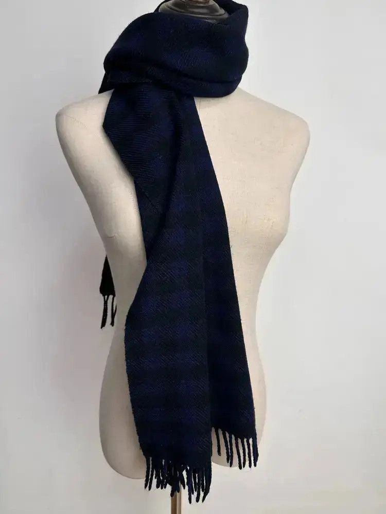 Yohji Yamamoto Yohji Yamamoto Blue & Black Plaid Scarf-2505 Size ONE SIZE - 1 Thumbnail