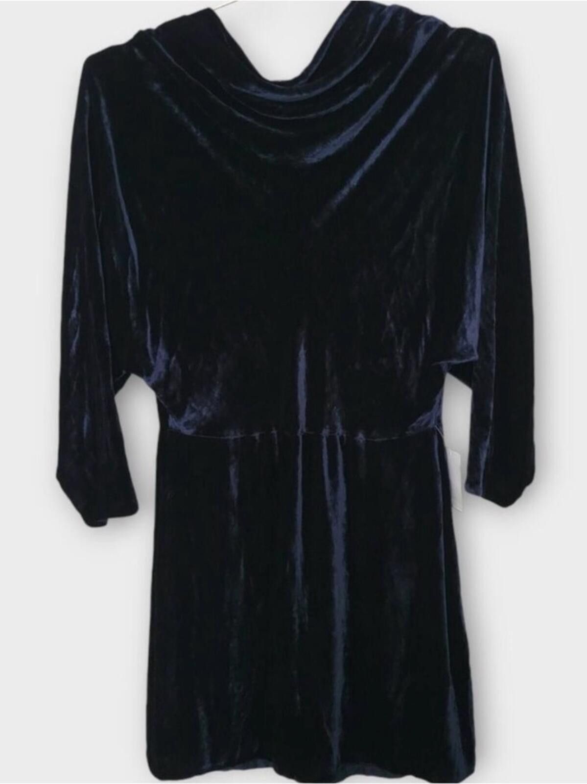 Alchemist A.L.C. Black/Blue Velvet Dress Size L / US 10 / IT 46 - 3 Thumbnail