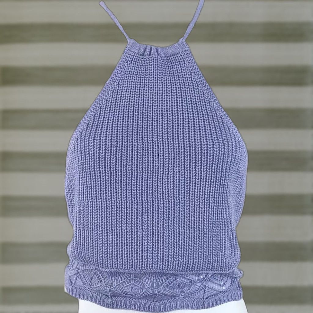 Vintage NWT Jolie & Joy Purple Cropped Crochet Halter Tank Top L Juniors 90s Fairy CottageCore Size L / US 10 / IT 46 - 1 Thumbnail