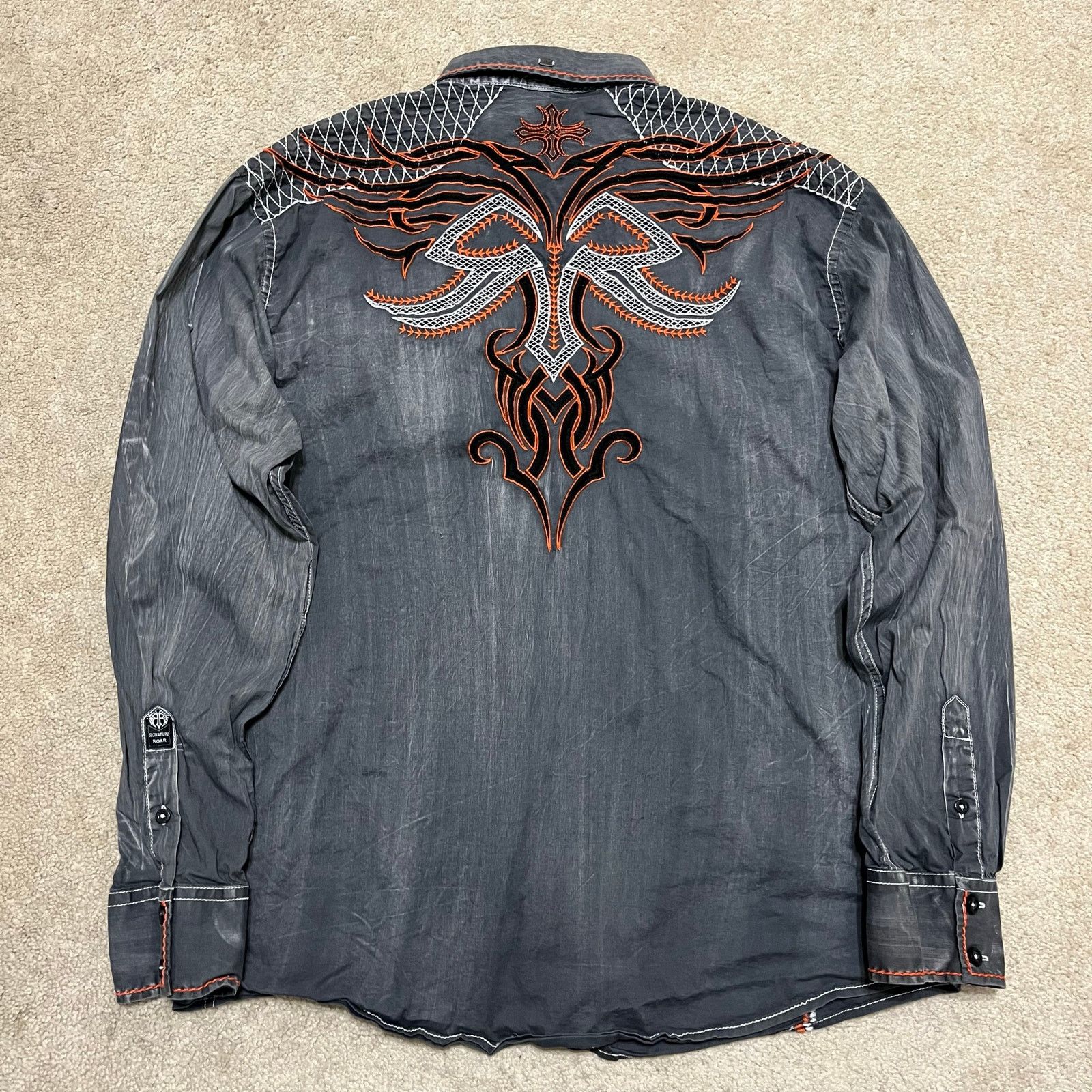 Roar Roar Y2K Cyber Orange/Grey Long Sleeve Button Up XL Size US XL / EU 56 / 4 - 2 Thumbnail