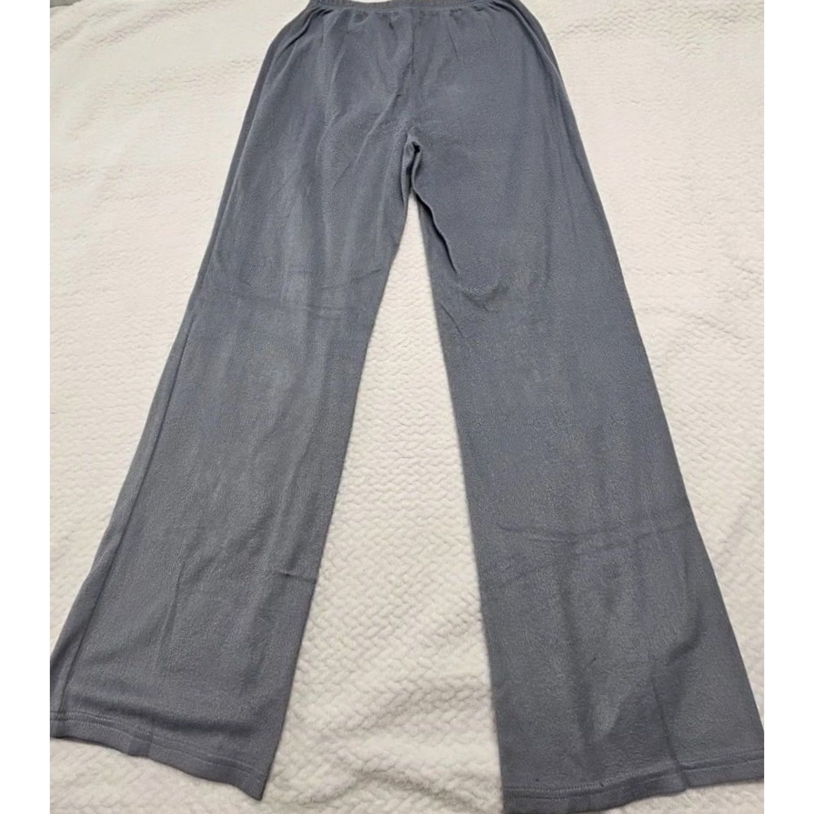 Croft & Barrow VINTAGE Croft & Barrow Intimates Pajama Set Women XS Charcoal Grey Striped Fleece Warm Winter Fall Spring Womens Size ONE SIZE - 4 Thumbnail