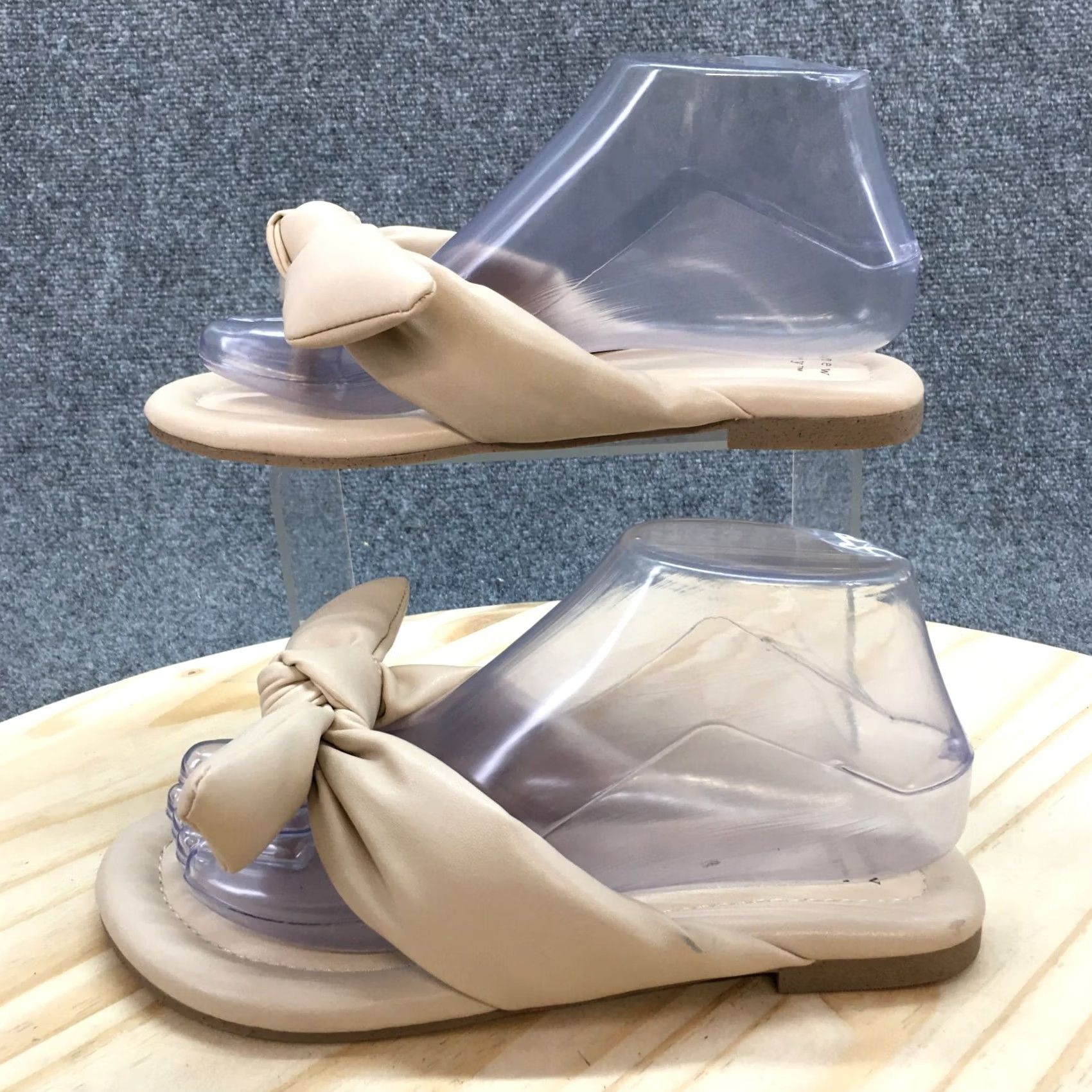 Vintage A New Day Sandal Womens 6.5 Knotted Flip Flop Flats Beige Faux Leather Slip On Size US 7 / IT 37 - 2 Thumbnail