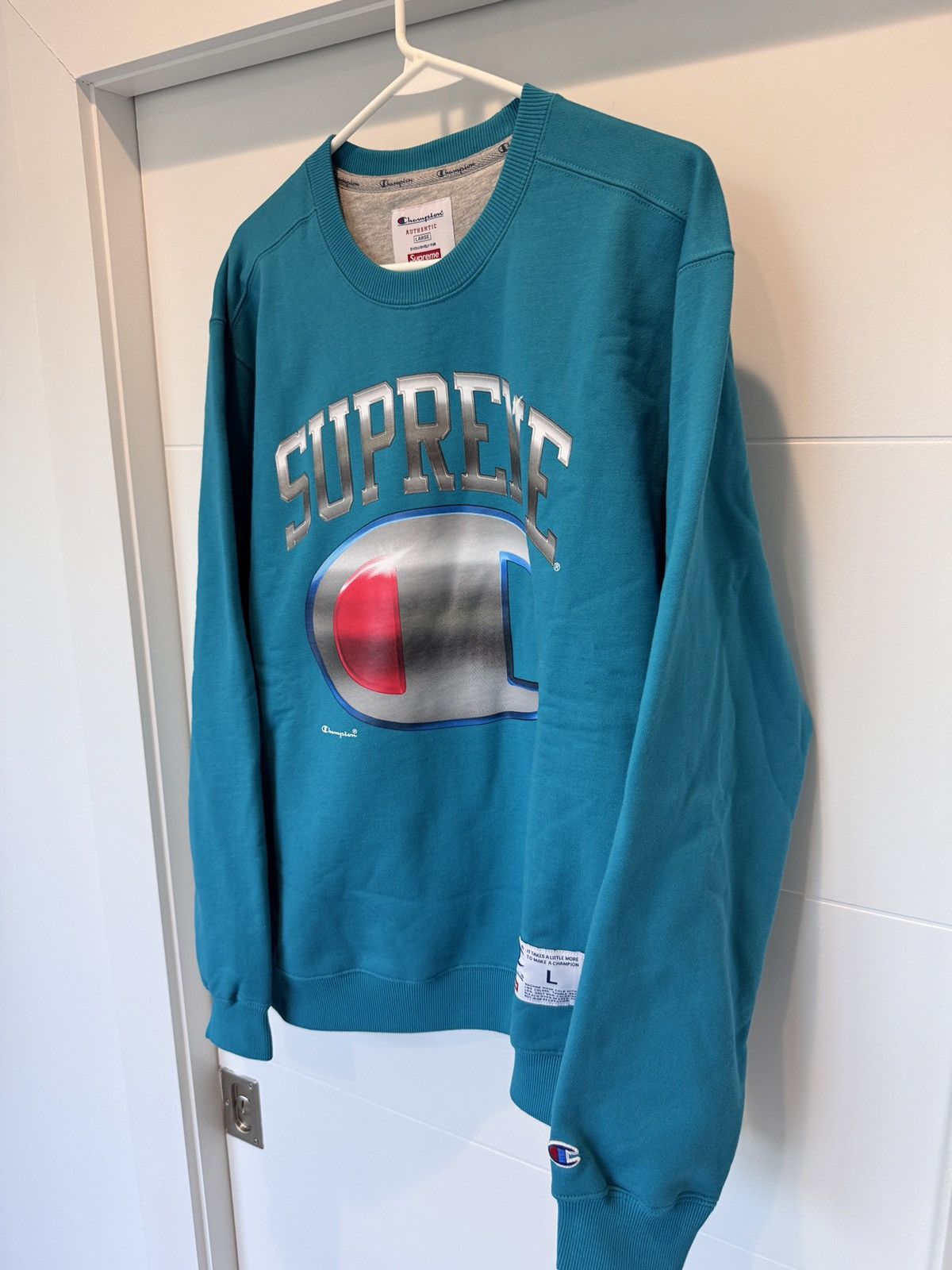 Supreme Supreme Champion Chrome Blue Crewneck Sweater Size L NEW Size US L / EU 52-54 / 3 - 3 Thumbnail