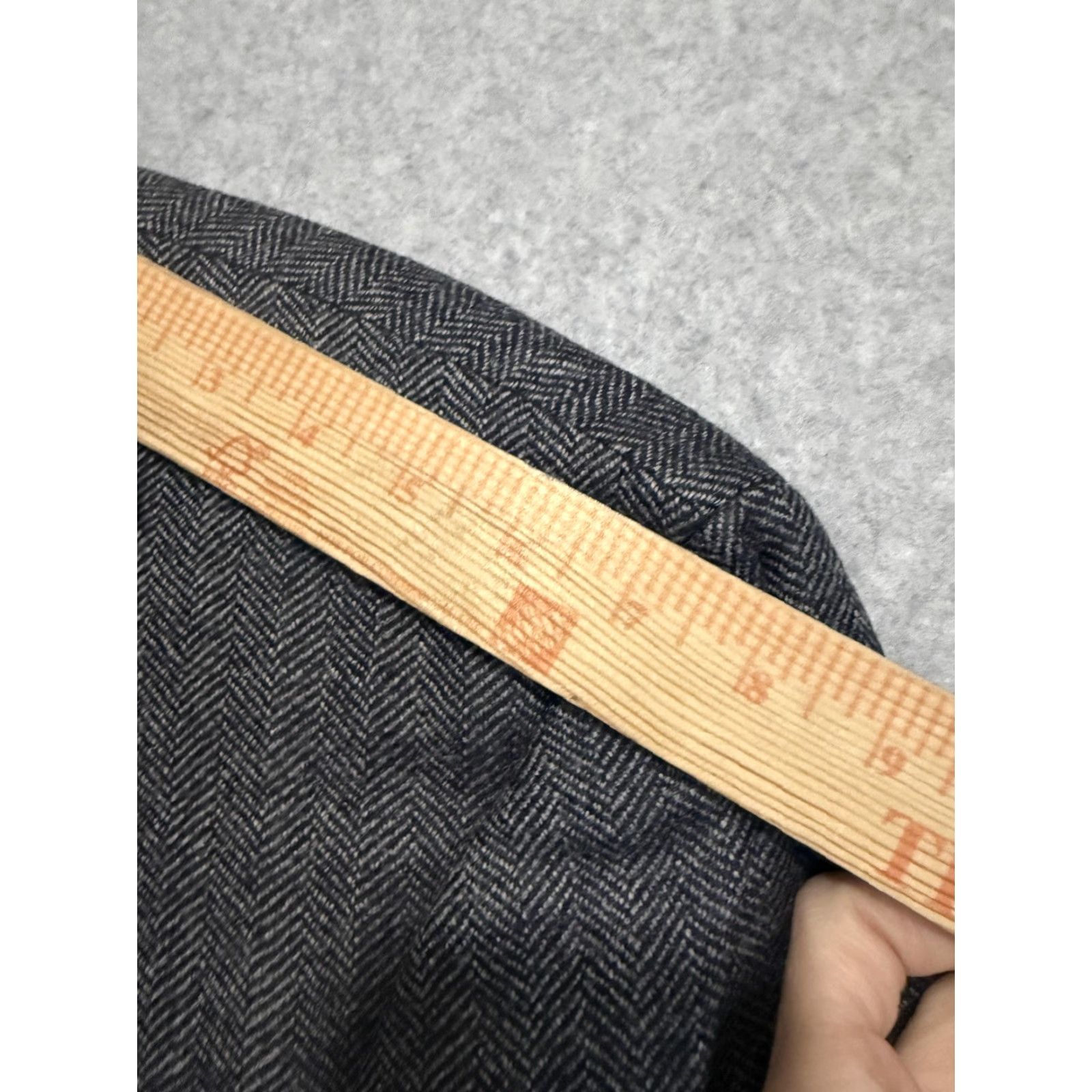 Lands' End Lands' End Blazer Sport Coat Mens 46L Gray Wool Herringbone Tweed Long Jacket Size 46R - 3 Thumbnail