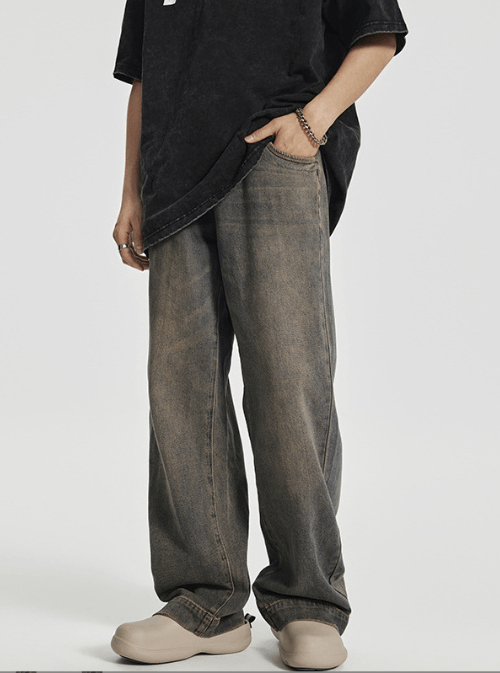 Japanese Brand American loose distressed washed straight vintage jeans Size US 32 / EU 48 - 1 Thumbnail