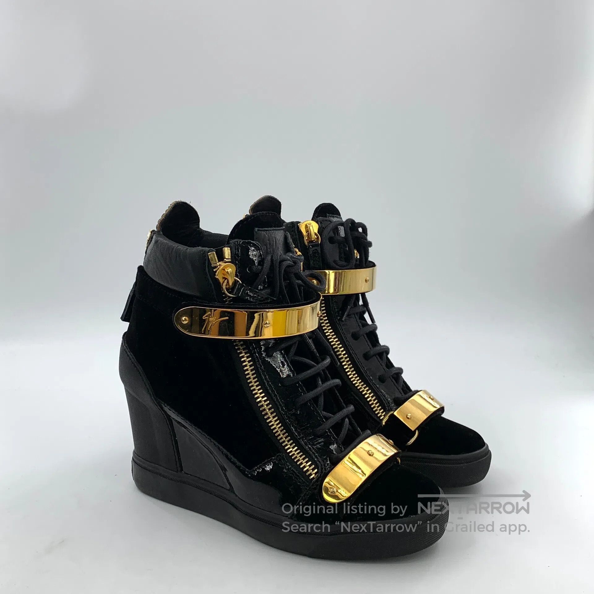 Giuseppe Zanotti Giuseppe Zanotti Black Double Zip Design Laced Wedge High Size US 8 / IT 38 - 2 Thumbnail