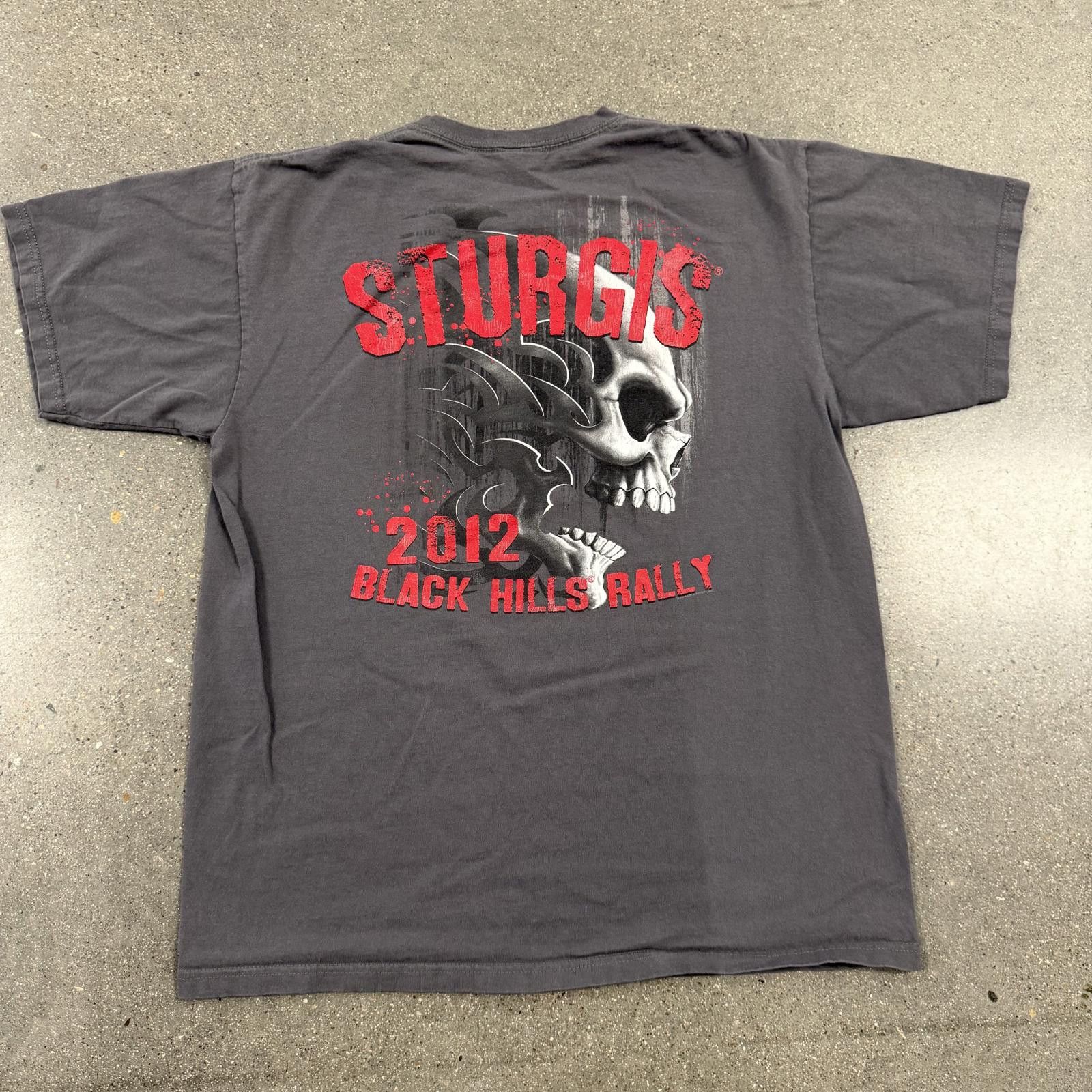 Anvil Sturgis 2012 Black Hills Rally Skulls Biker T-Shirt - L Size US L / EU 52-54 / 3 - 7 Thumbnail