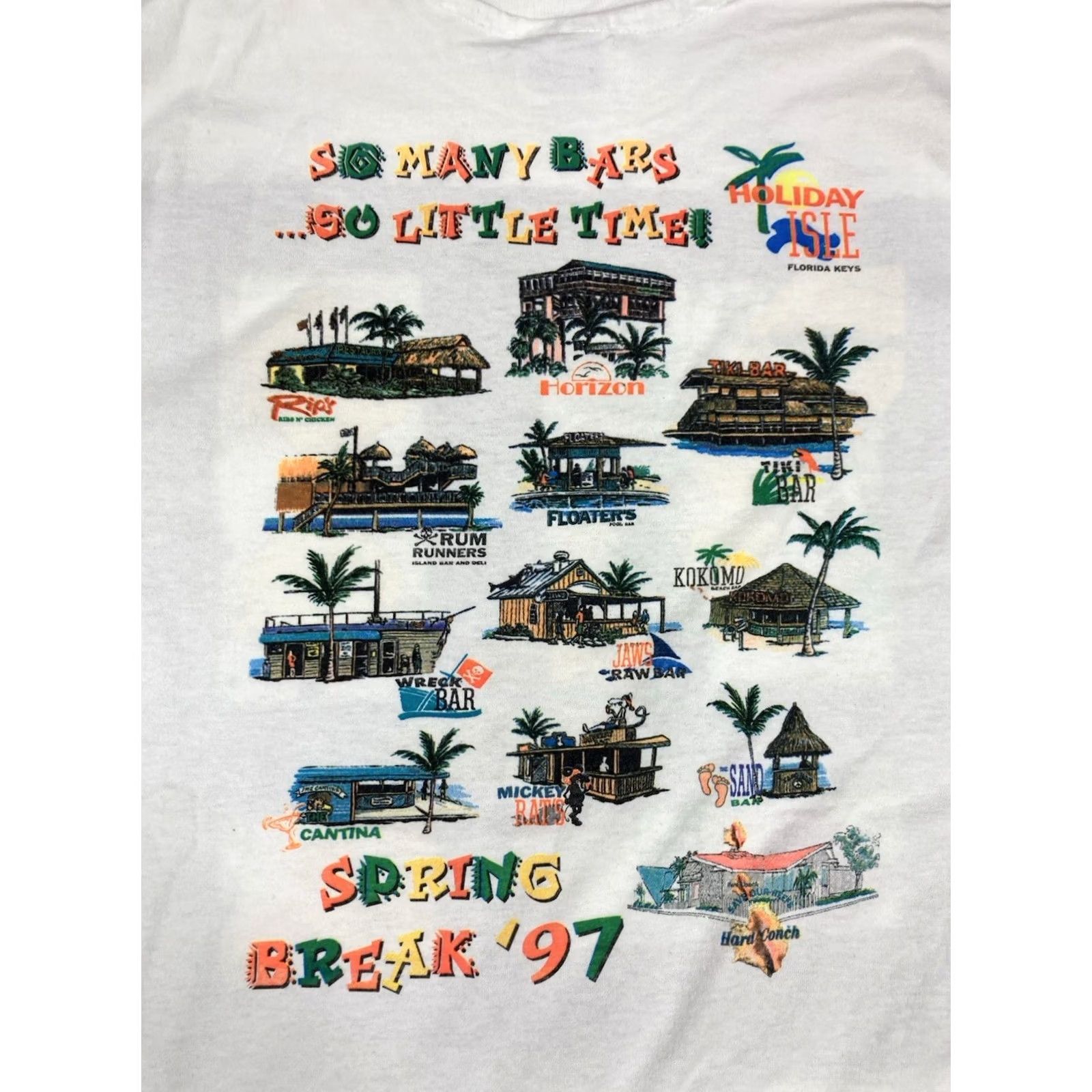 Hanes VINTAGE Hanes T-Shirt Graphic Print 90s Spring Break 97 2-Sided USA Men Large White Cotton Crew Neck Short Sleeve Shirt Mens Size US L / EU 52-54 / 3 - 6 Thumbnail