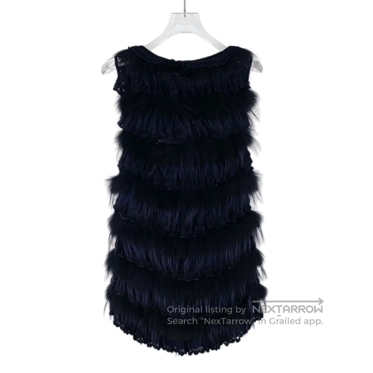 Dior Dior Dark blue fox fur round neck sleeveless dress| Size S / US 4 / IT 40 - 2 Thumbnail