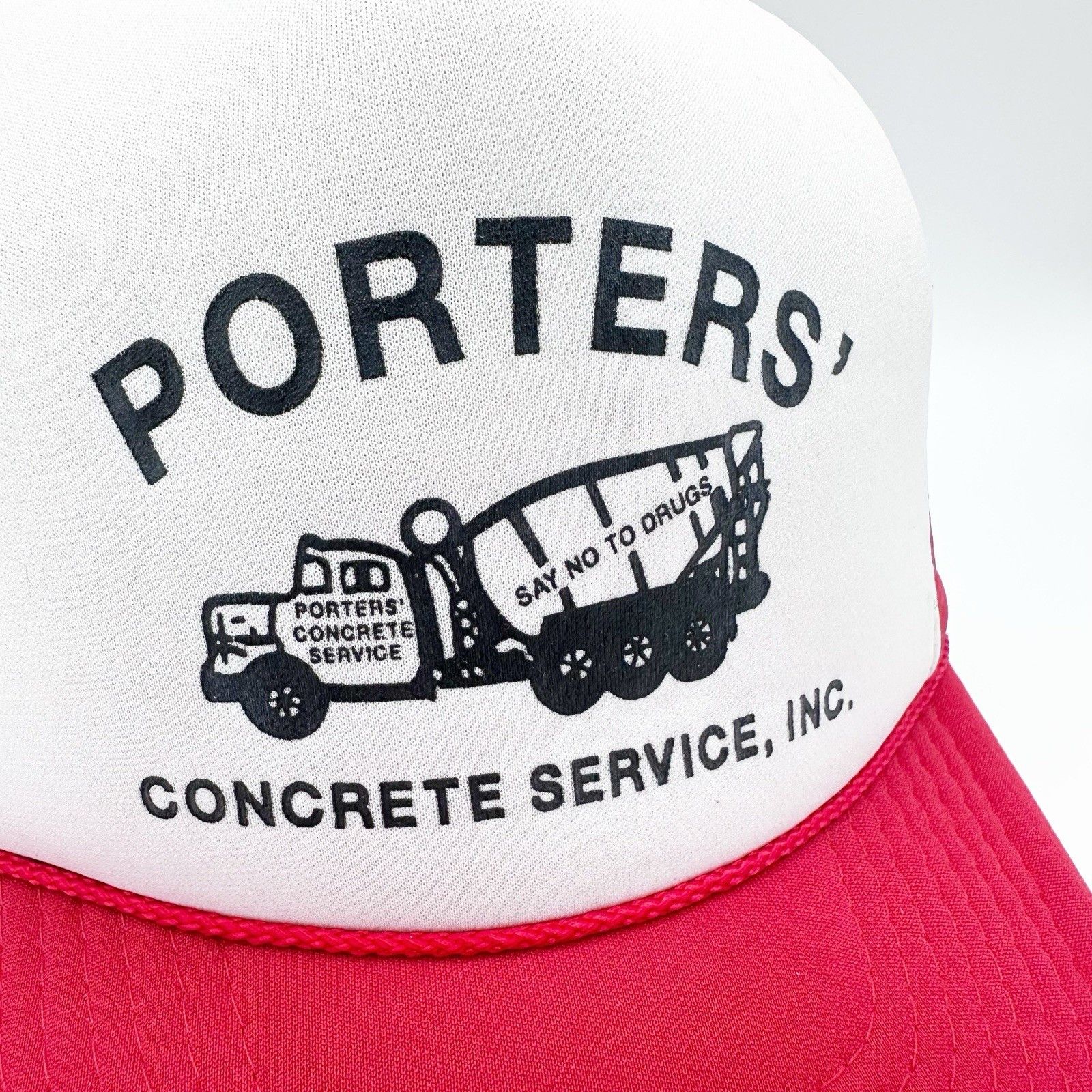 Vintage Vintage Porters' Conctrete All Foam Snapback Trucker Hat Red Size ONE SIZE - 3 Thumbnail