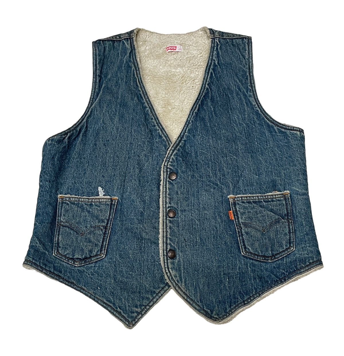 Levi's Vintage Brand Levis Orange Tag Denim Vest 1970s Size US L / EU 52-54 / 3 - 1 Thumbnail