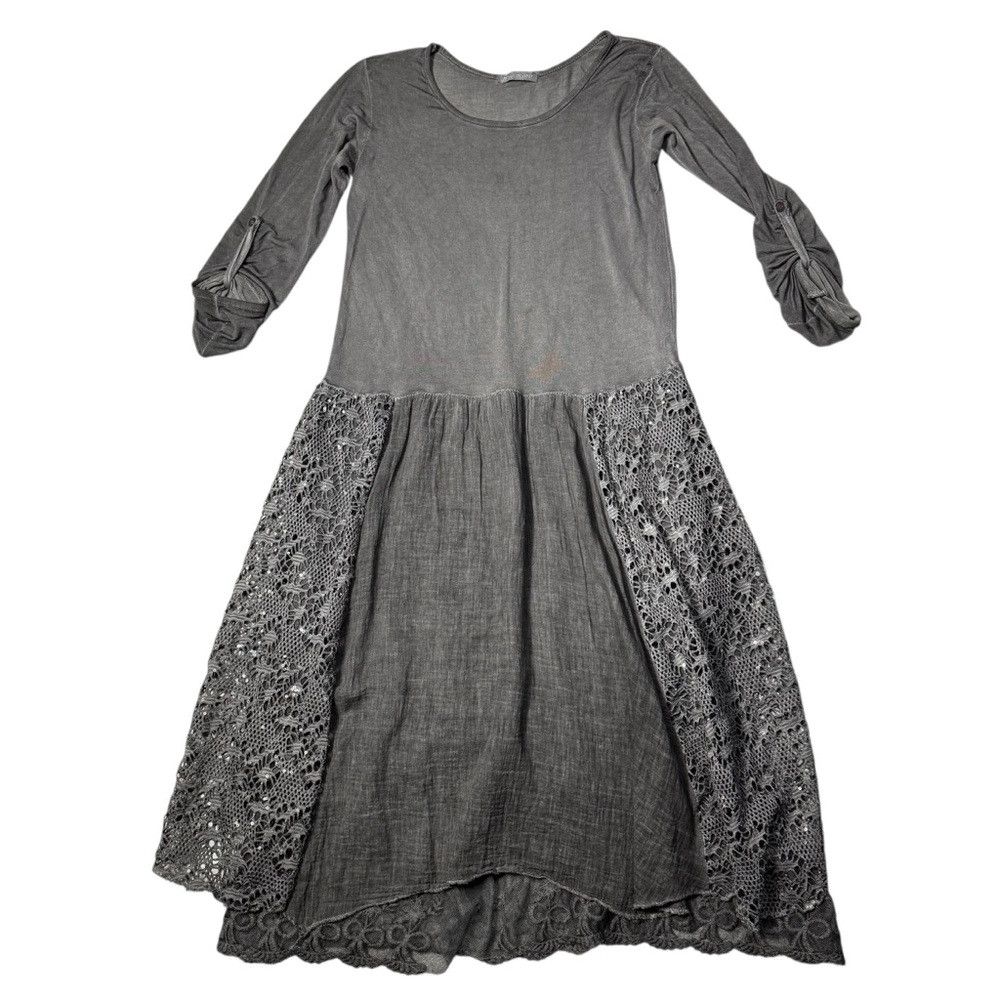 Other MADE IN ITALY Mix Media Grey Midi Dress Size S Size S / US 4 / IT 40 - 5 Thumbnail
