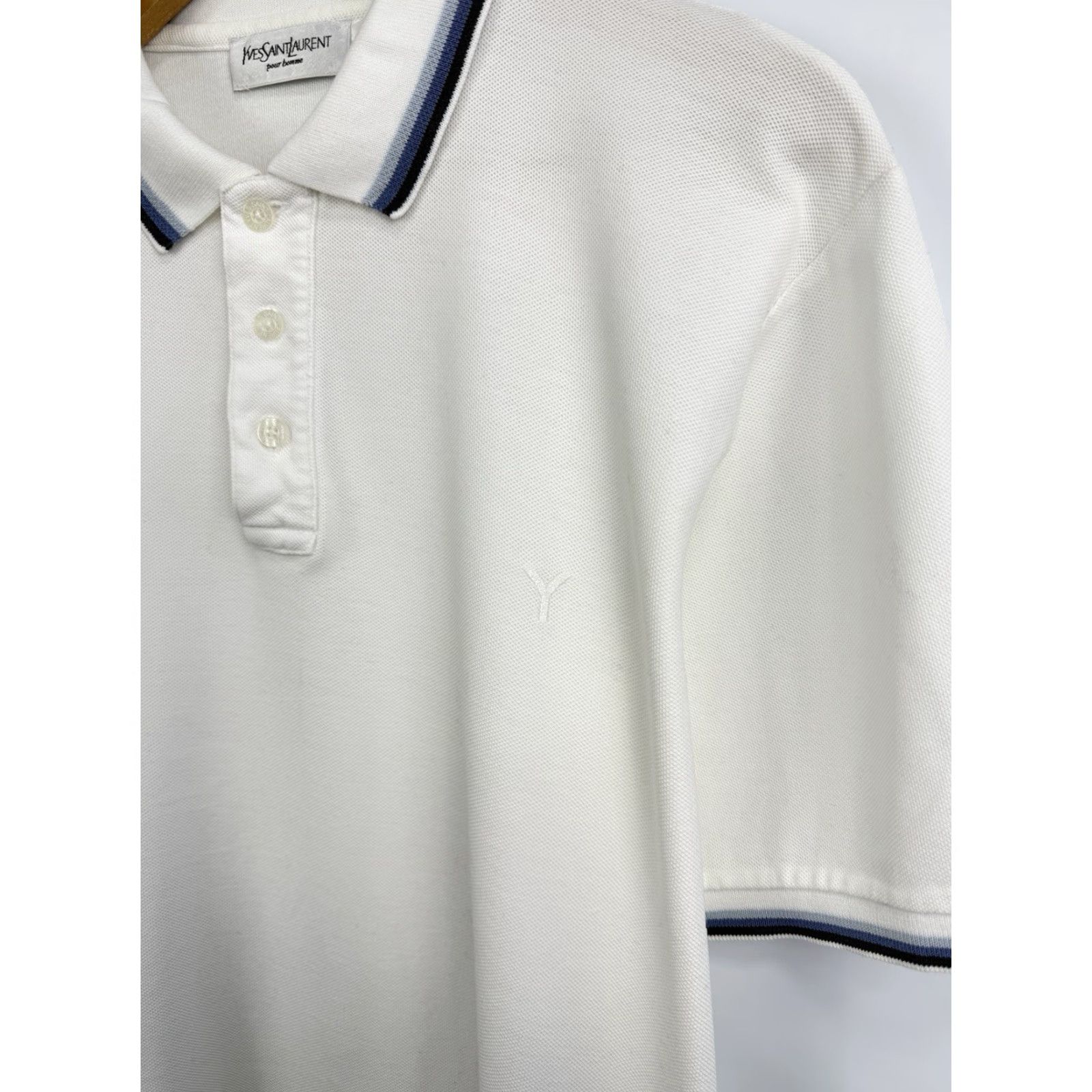 Yves Saint Laurent VINTAGE 90s YSL Yves Saint Laurent Pour Homme Polo T-Shirt M White Mens Polo Shirt Size US M / EU 48-50 / 2 - 4 Thumbnail