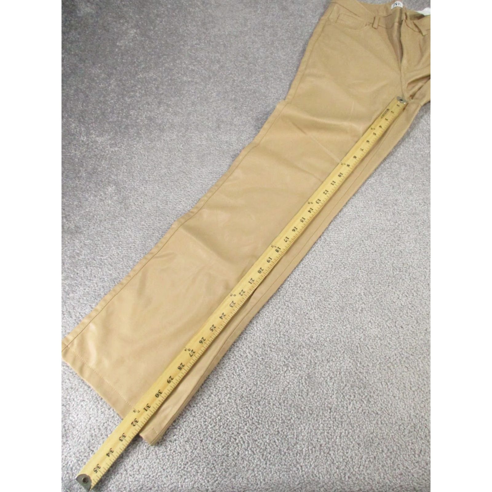 Zara ZARA Faux Leather Pants Womens 6 Beige Straight Leg Dress Size 28" / US 6 / IT 42 - 4 Thumbnail