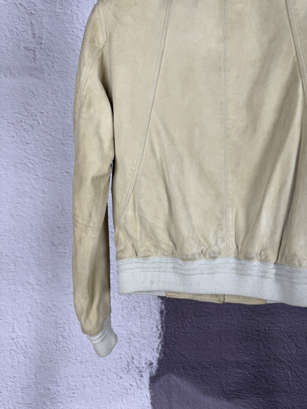 Japanese Brand Yuko beige leather bomber jacket Japanese style Size XL / US 12-14 / IT 48-50 - 12 Thumbnail