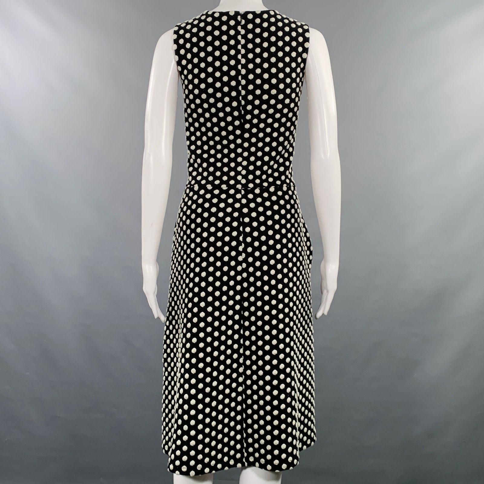 Emporio Armani Size 6 Black White Cotton Blend Polka Dot A-Line Dress Size M / US 6-8 / IT 42-44 - 4 Thumbnail