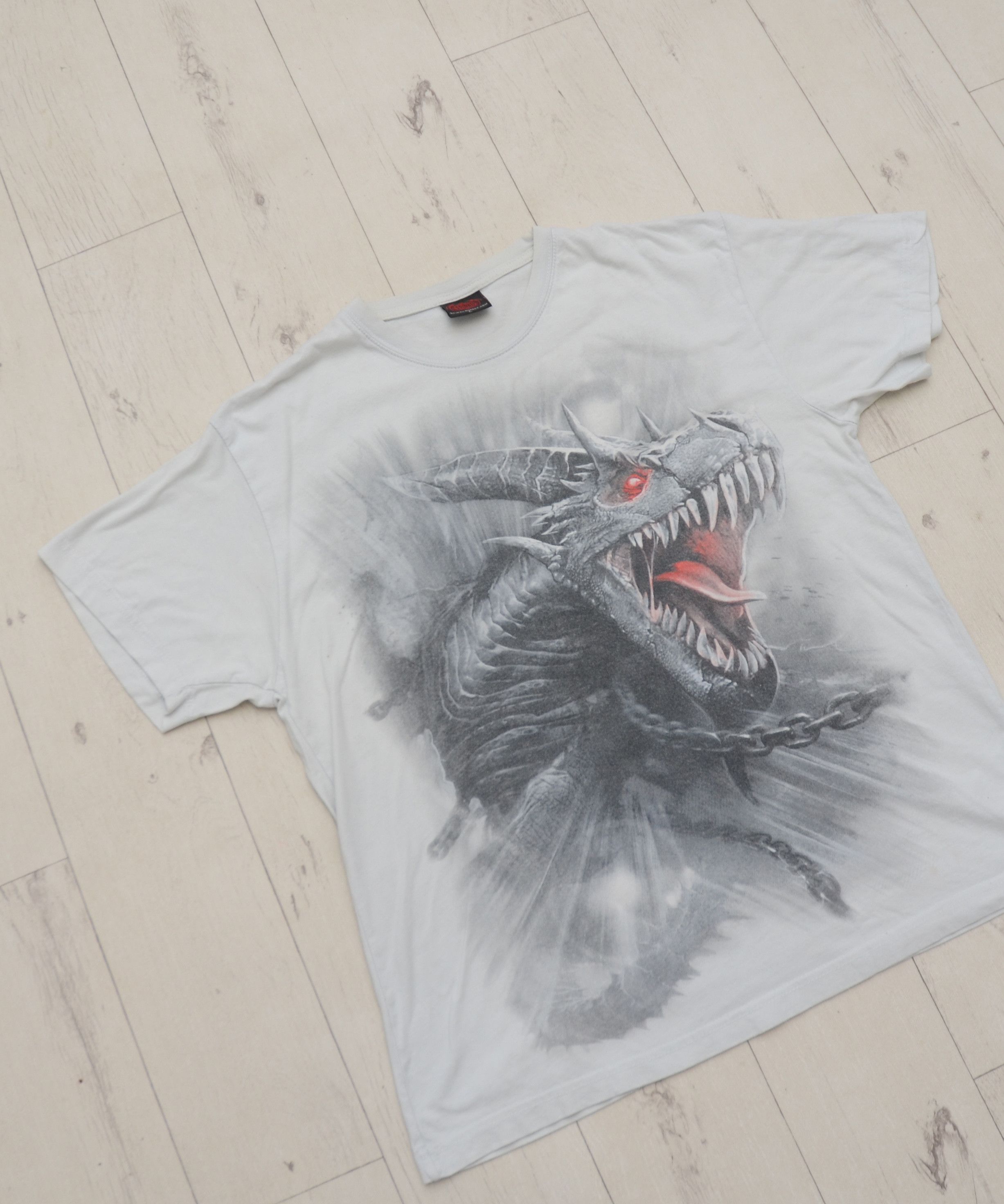 Japanese Brand × Vintage Y2K All Over Print Style Dragon T-Shirt Tee Spiral Direct Size US L / EU 52-54 / 3 - 3 Thumbnail
