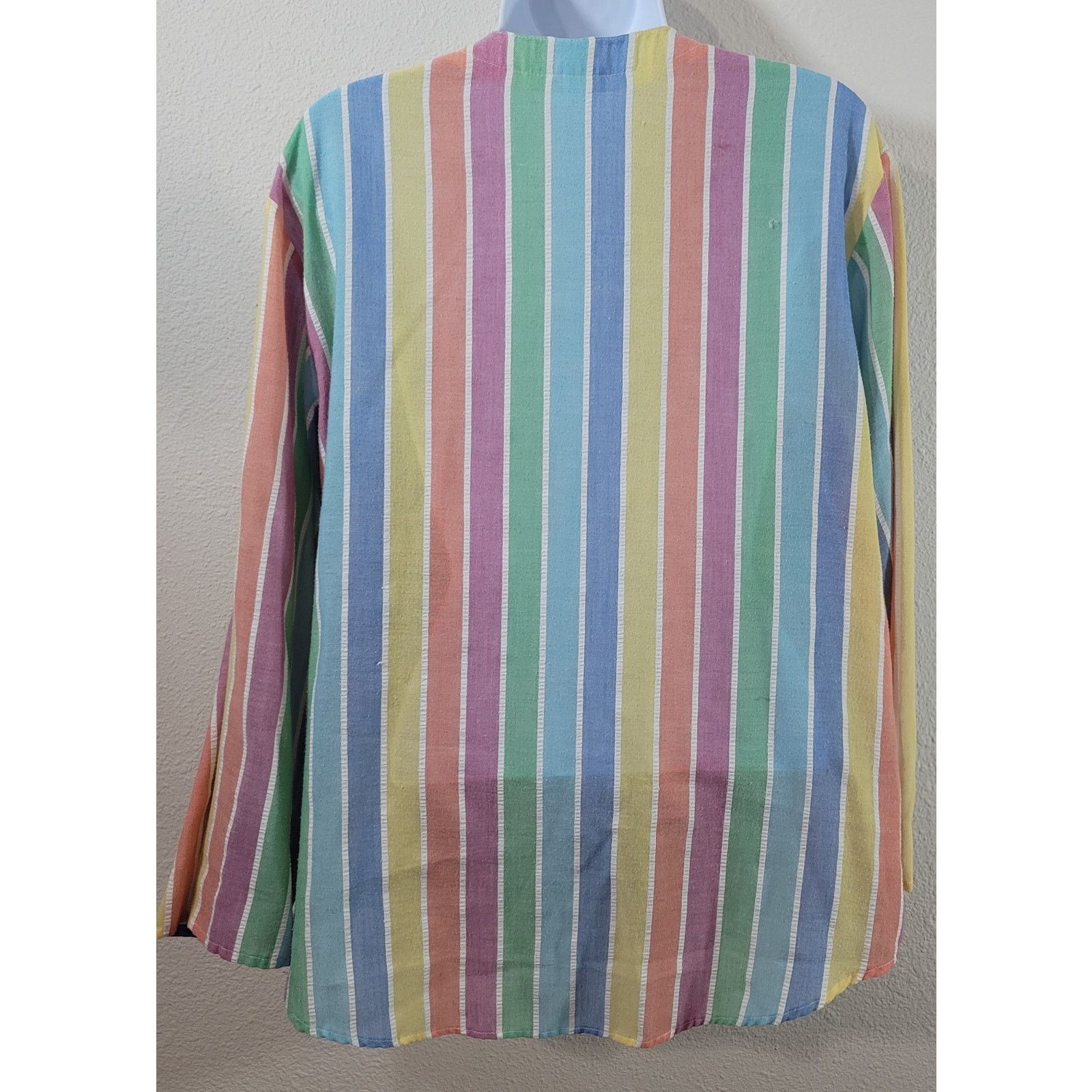 Other Koret Pink Orange Yellow Striped Snap Button Up Top 1X Plus Size XL / US 12-14 / IT 48-50 - 3 Thumbnail