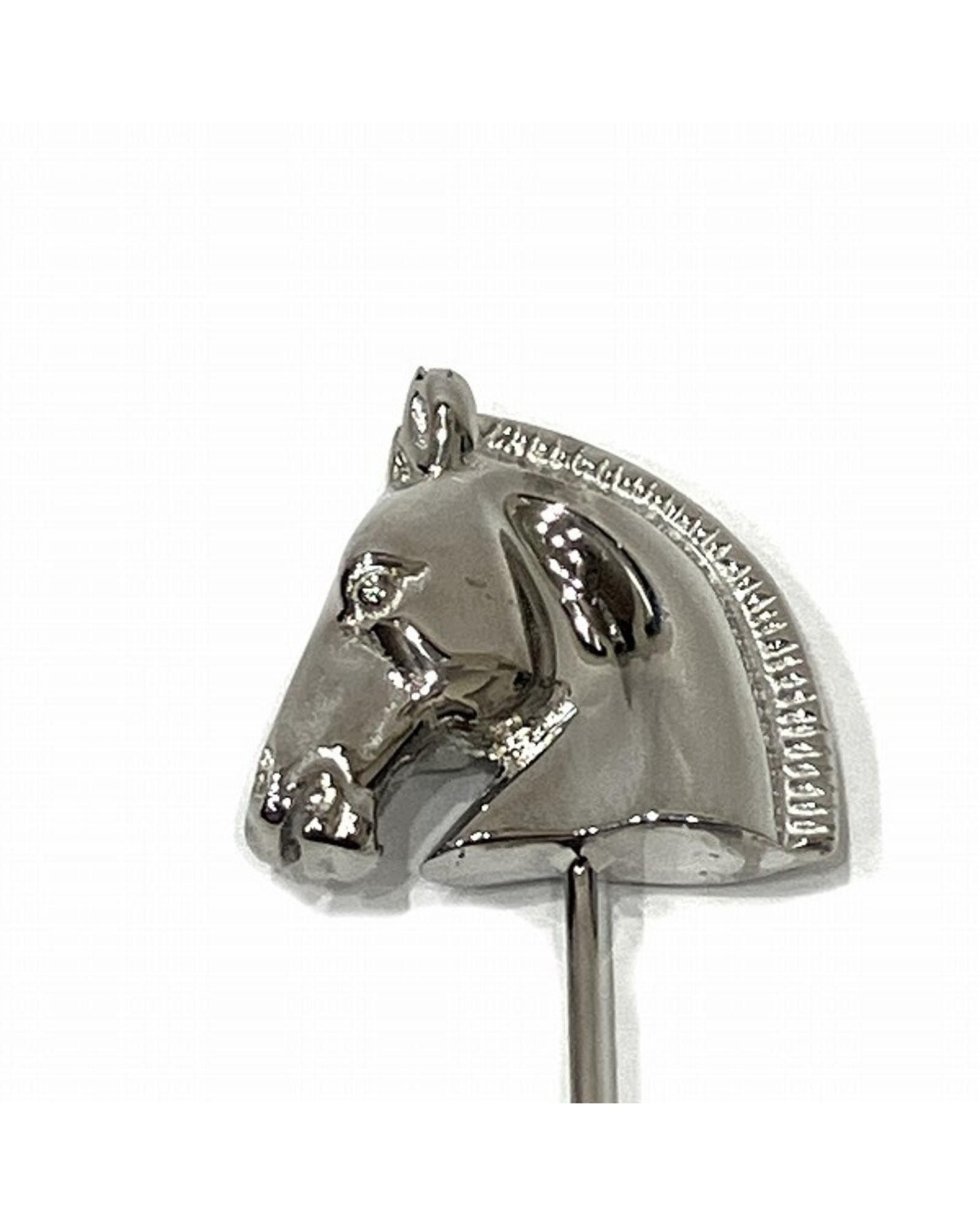 image of Hermes Sophisticated Silver Metal Pin Brooch By French Designer, Women's
