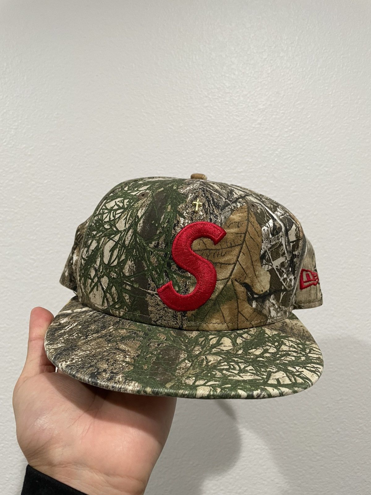 Supreme Supreme Gold Cross S Logo New Era Cap (Real Tree Camo