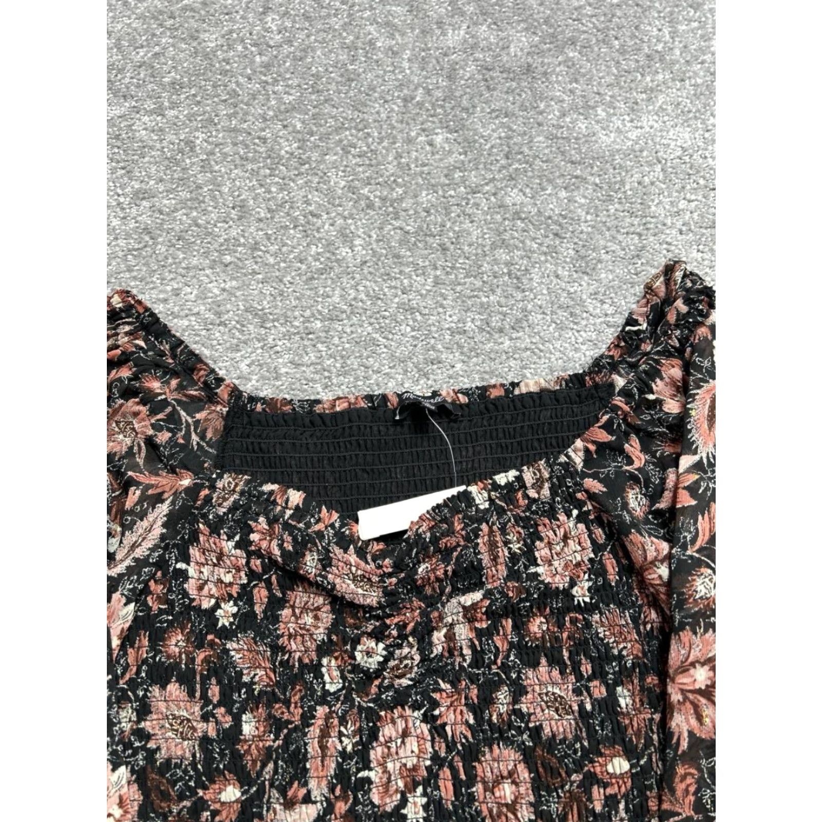 Madewell Madewell Blouse Shirt Cropped Long Sleeve Puff Sleeve Multicolor Floral Checkered Cropped Top Women L Size L / US 10 / IT 46 - 3 Thumbnail