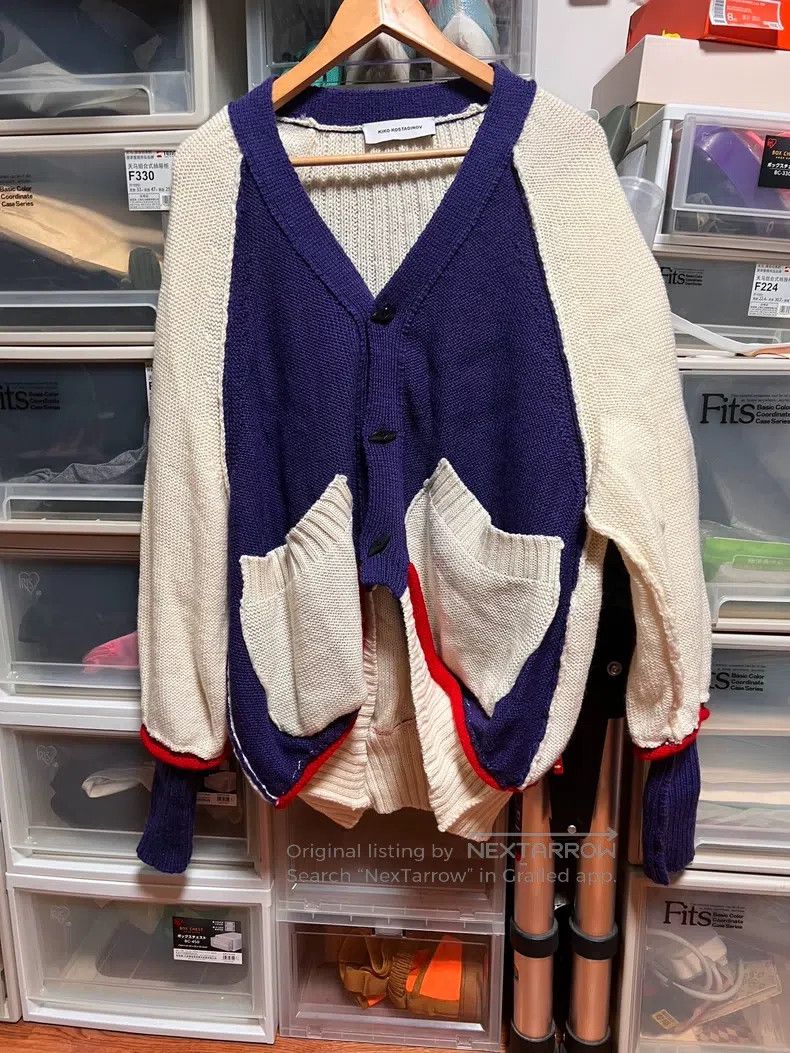 Kiko Kostadinov Showpiece blue and white pieced sweater ca
