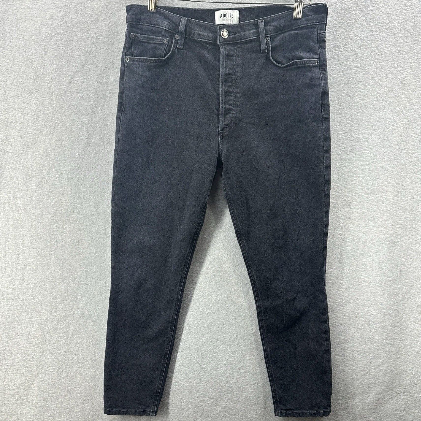 Agolde AGOLDE Jeans Womens 31 Black Nico Straight Leg High Rise Dark Wash Denim Quiet Shirt Jeans Women 31 Black 90s Size 24" / US 00 / IT 34 - 2 Thumbnail