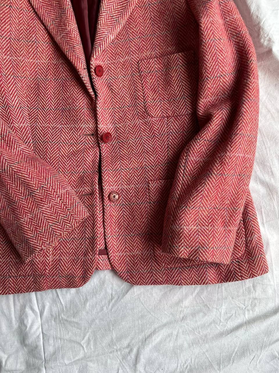 DAKS × Vintage DAKS London vintage red-white herringbone tweed blazer Size US M / EU 48-50 / 2 - 2 Thumbnail