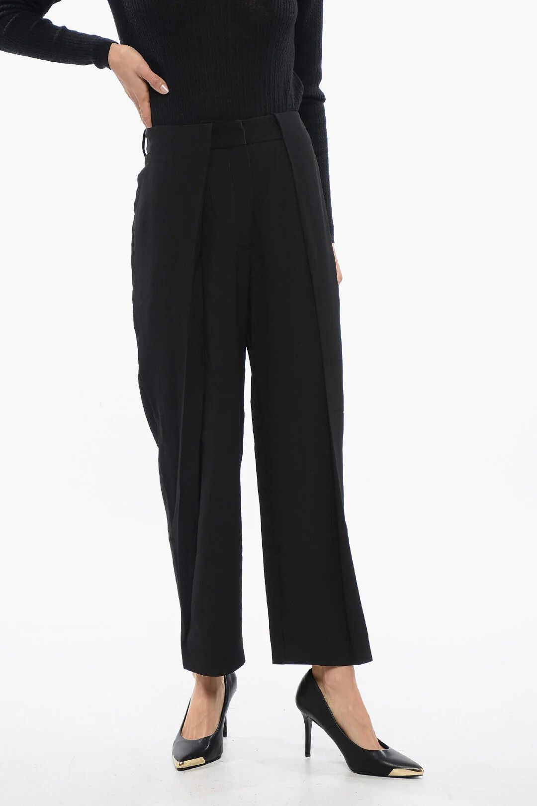Balmain og1mm0326 High-Waist Tapered-Fit Pant in Black Size 27" / US 4 / IT 40 - 1 Thumbnail