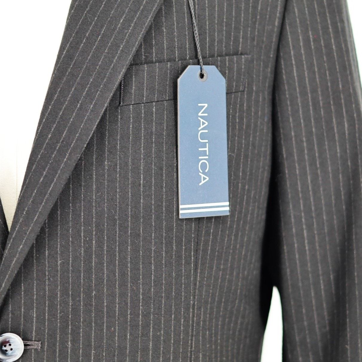 Nautica Nautica Men's Black Stripe Modern-Fit Suit Blazer Size 42R Size 42R - 4 Thumbnail