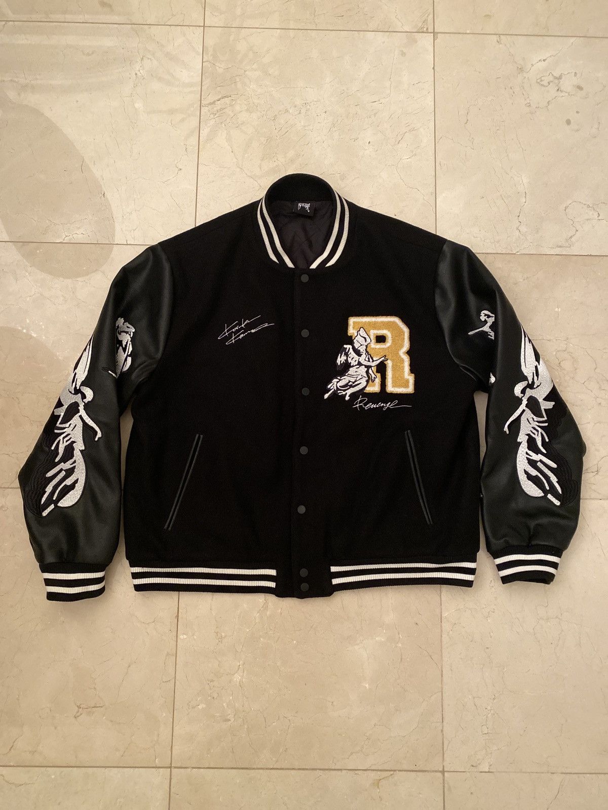 Revenge REVENGE KOSUKE KAWAMURA EMBROIDERED VARSITY JACKET BLACK Size US XXL / EU 58 / 5 - 1 Thumbnail