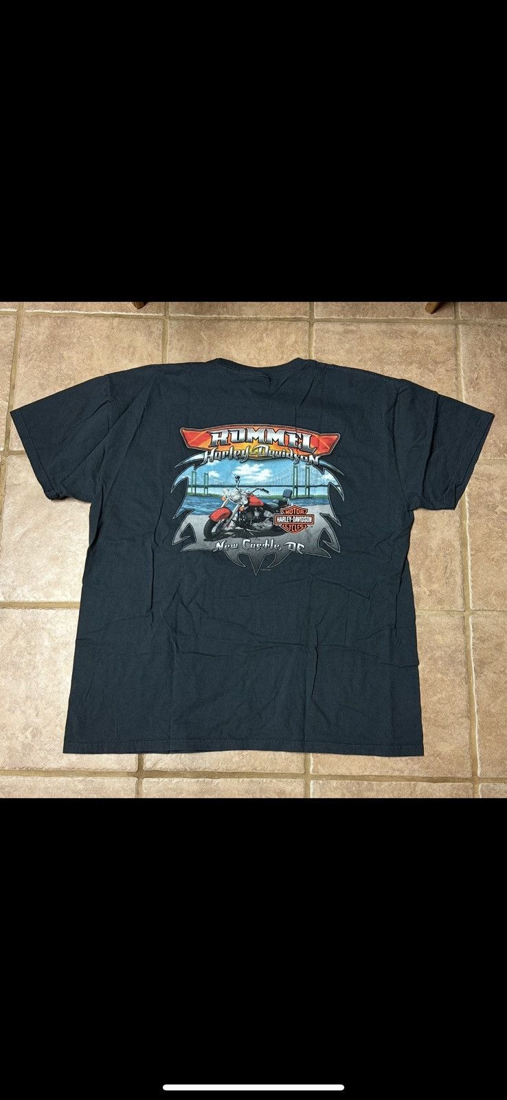 Harley Davidson × Vintage Harley Davidson Vintage Graphic Tee - New Castle, DE Size US XL / EU 56 / 4 - 1 Thumbnail